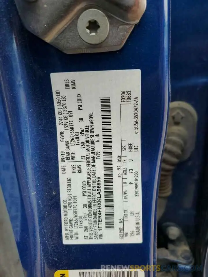 12 fotografías del automóvil dañado 1FTER4FHXKLA96656 FORD RANGER 2019