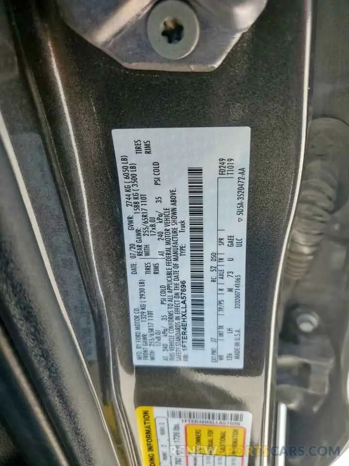 12 fotografías del automóvil dañado 1FTER4EHXLLA57696 FORD RANGER 2020
