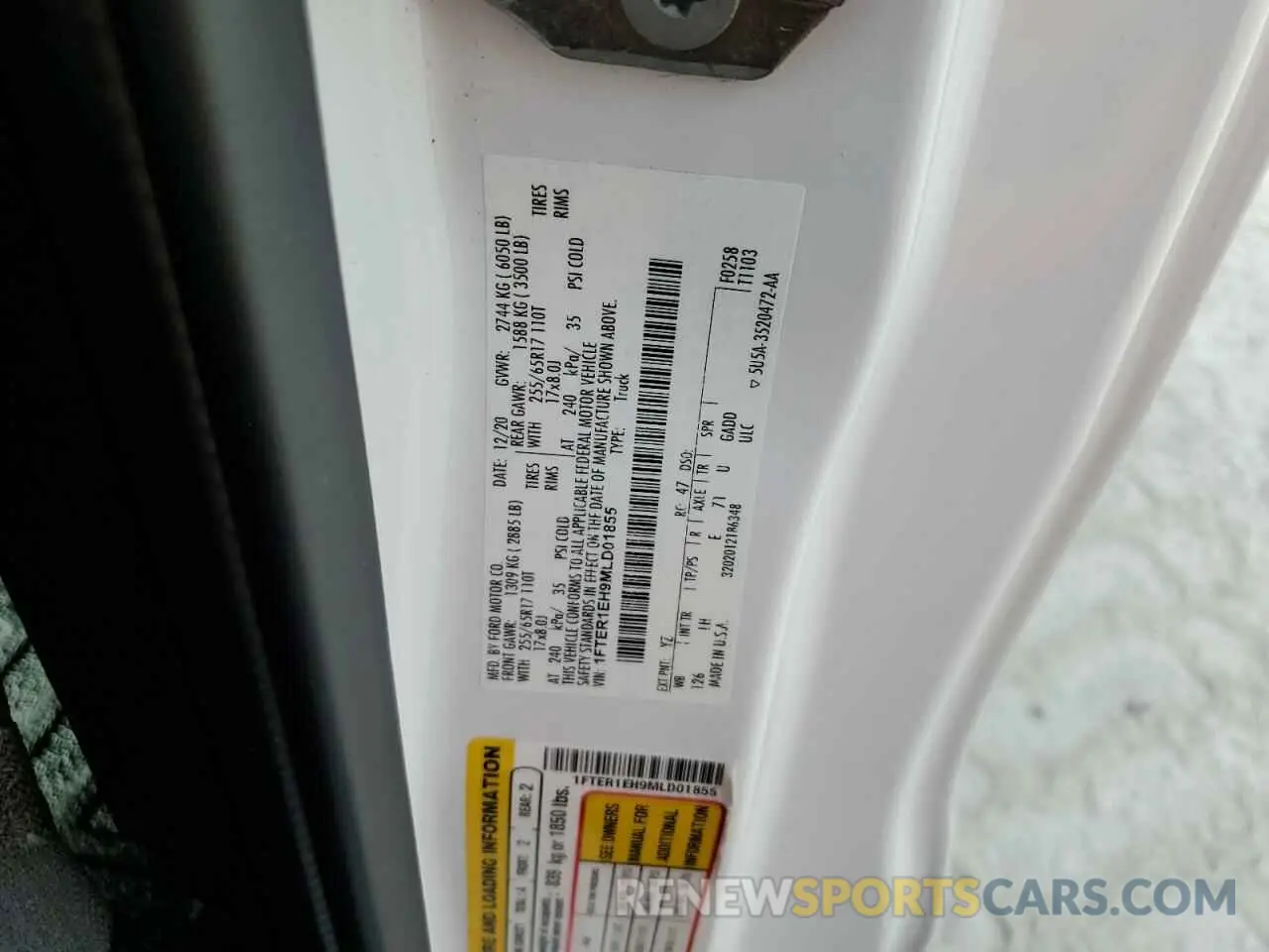 12 fotografías del automóvil dañado 1FTER1EH9MLD01855 FORD RANGER 2021