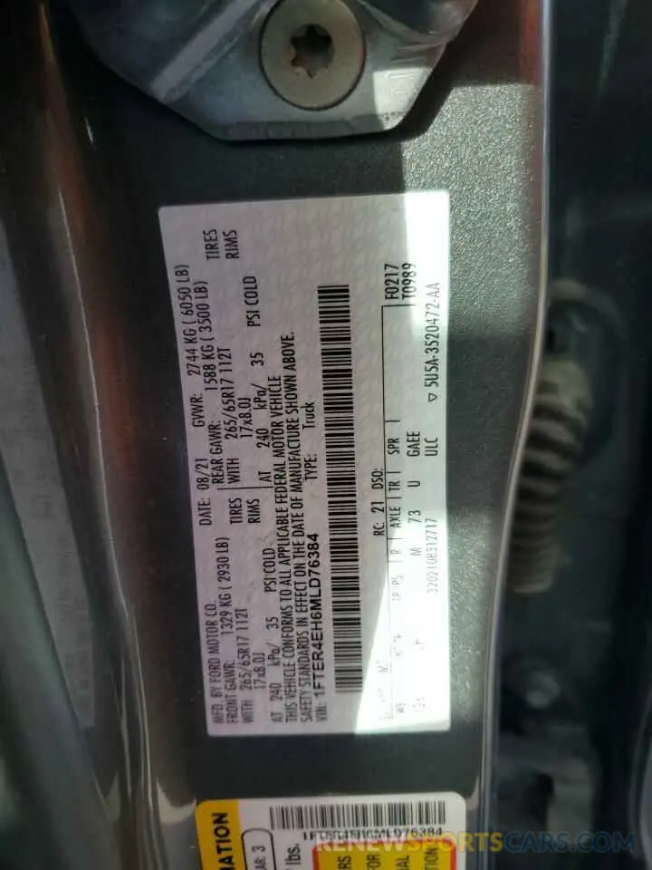 13 fotografías del automóvil dañado 1FTER4EH6MLD76384 FORD RANGER 2021