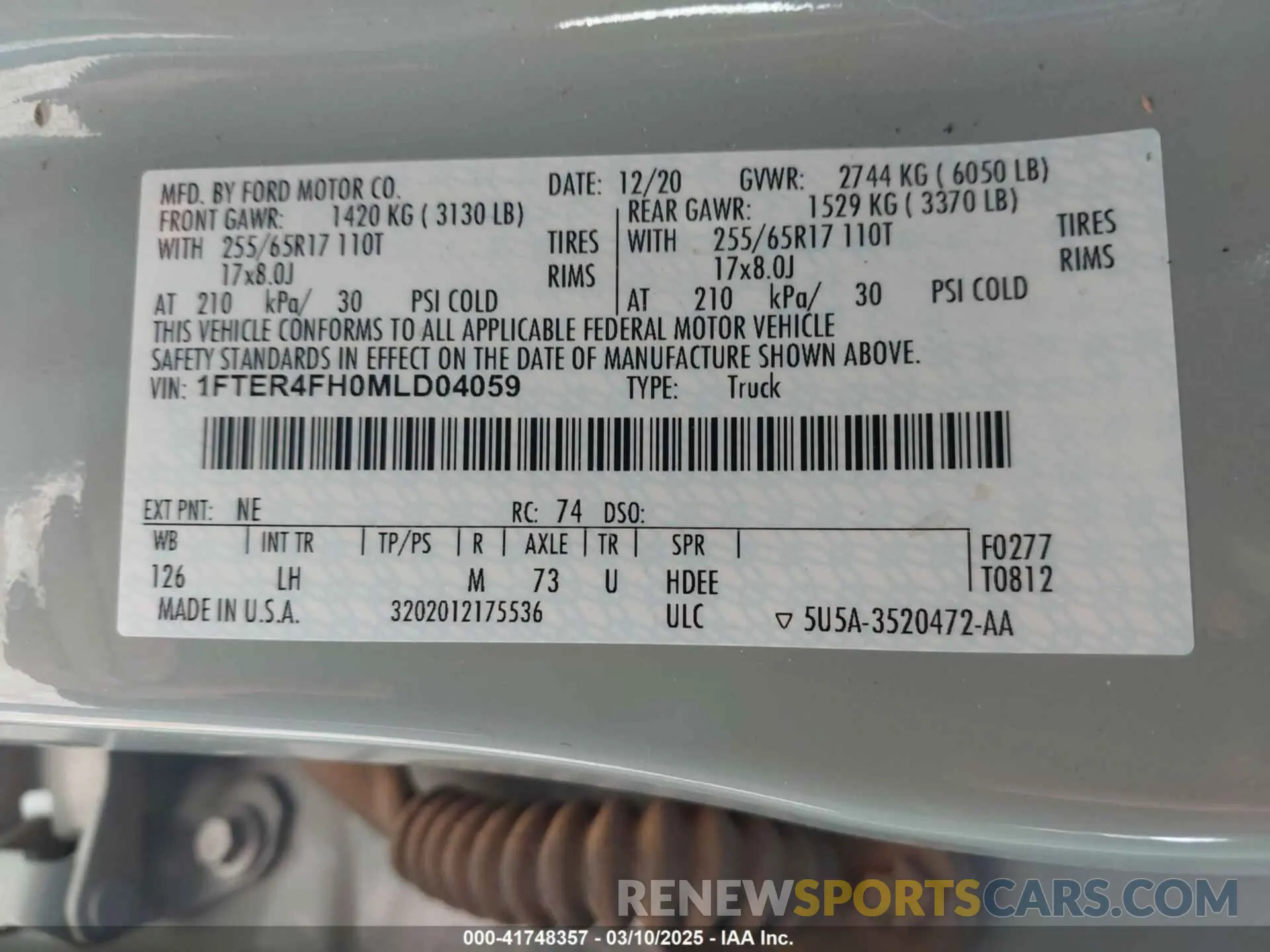 9 fotografías del automóvil dañado 1FTER4FH0MLD04059 FORD RANGER 2021