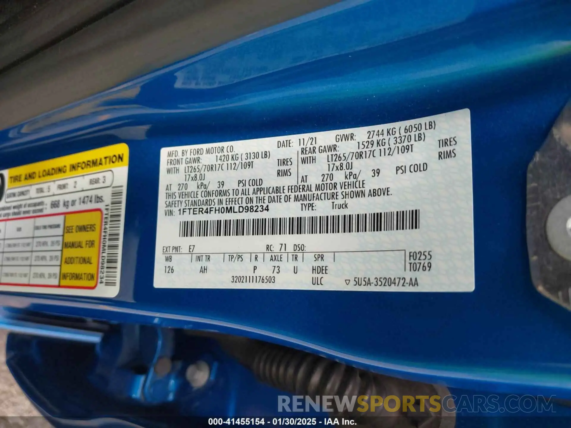 9 fotografías del automóvil dañado 1FTER4FH0MLD98234 FORD RANGER 2021