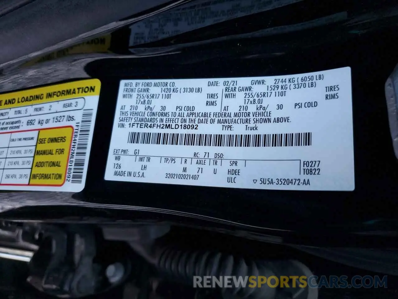 14 fotografías del automóvil dañado 1FTER4FH2MLD18092 FORD RANGER 2021