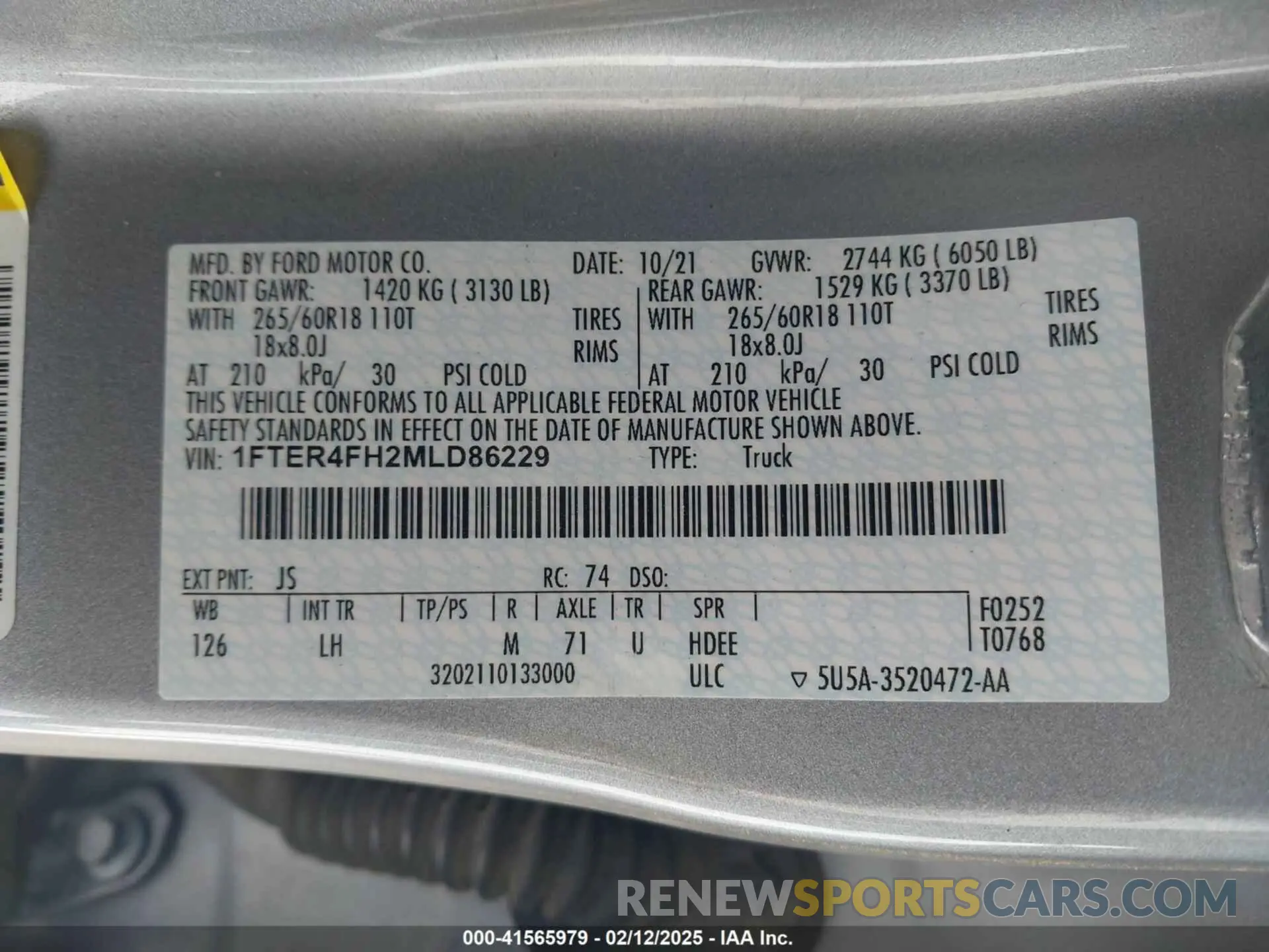 9 fotografías del automóvil dañado 1FTER4FH2MLD86229 FORD RANGER 2021