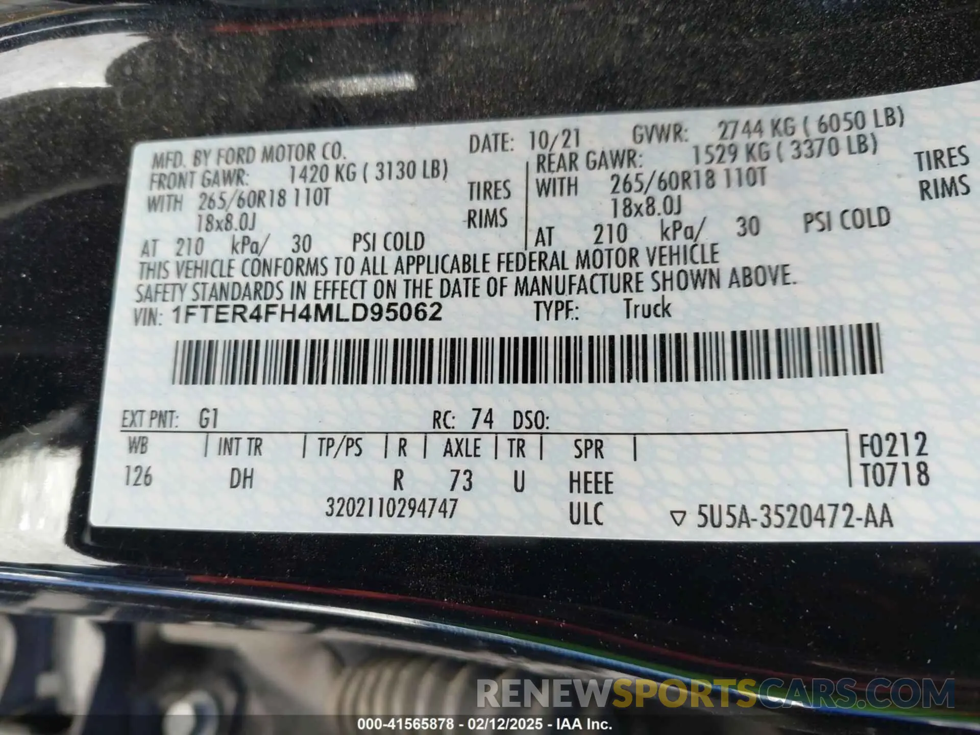 9 fotografías del automóvil dañado 1FTER4FH4MLD95062 FORD RANGER 2021