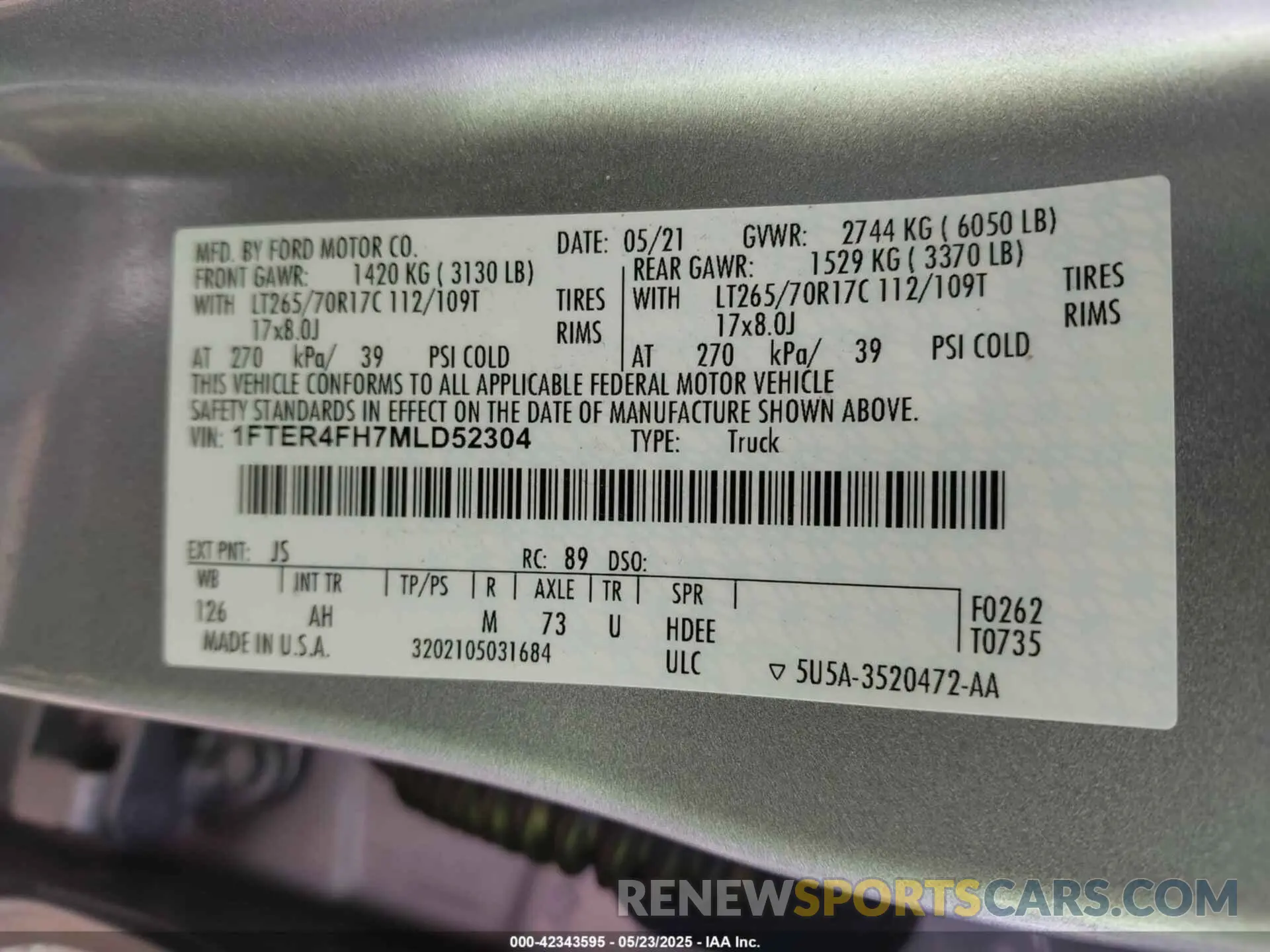 9 fotografías del automóvil dañado 1FTER4FH7MLD52304 FORD RANGER 2021