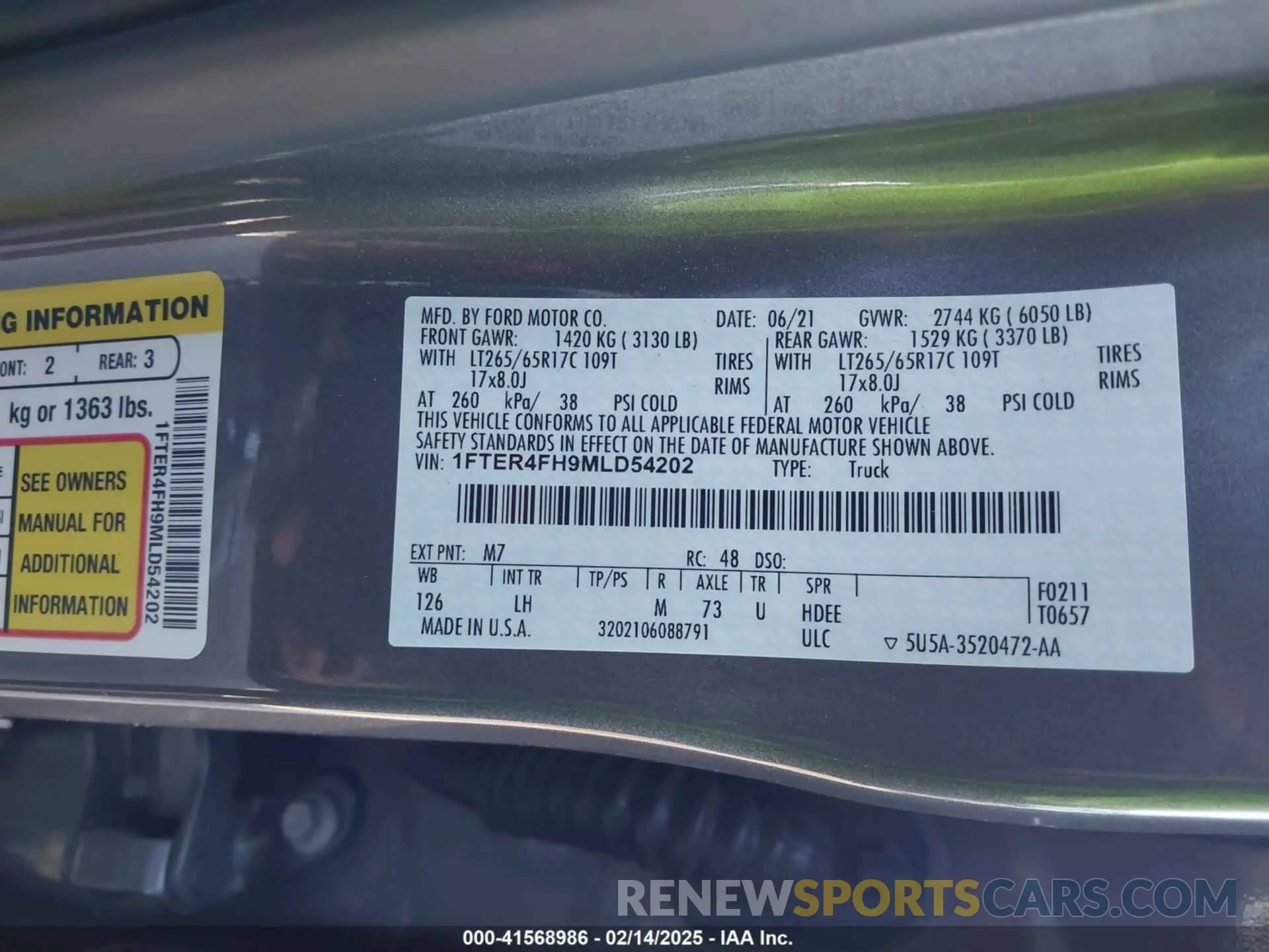 9 fotografías del automóvil dañado 1FTER4FH9MLD54202 FORD RANGER 2021