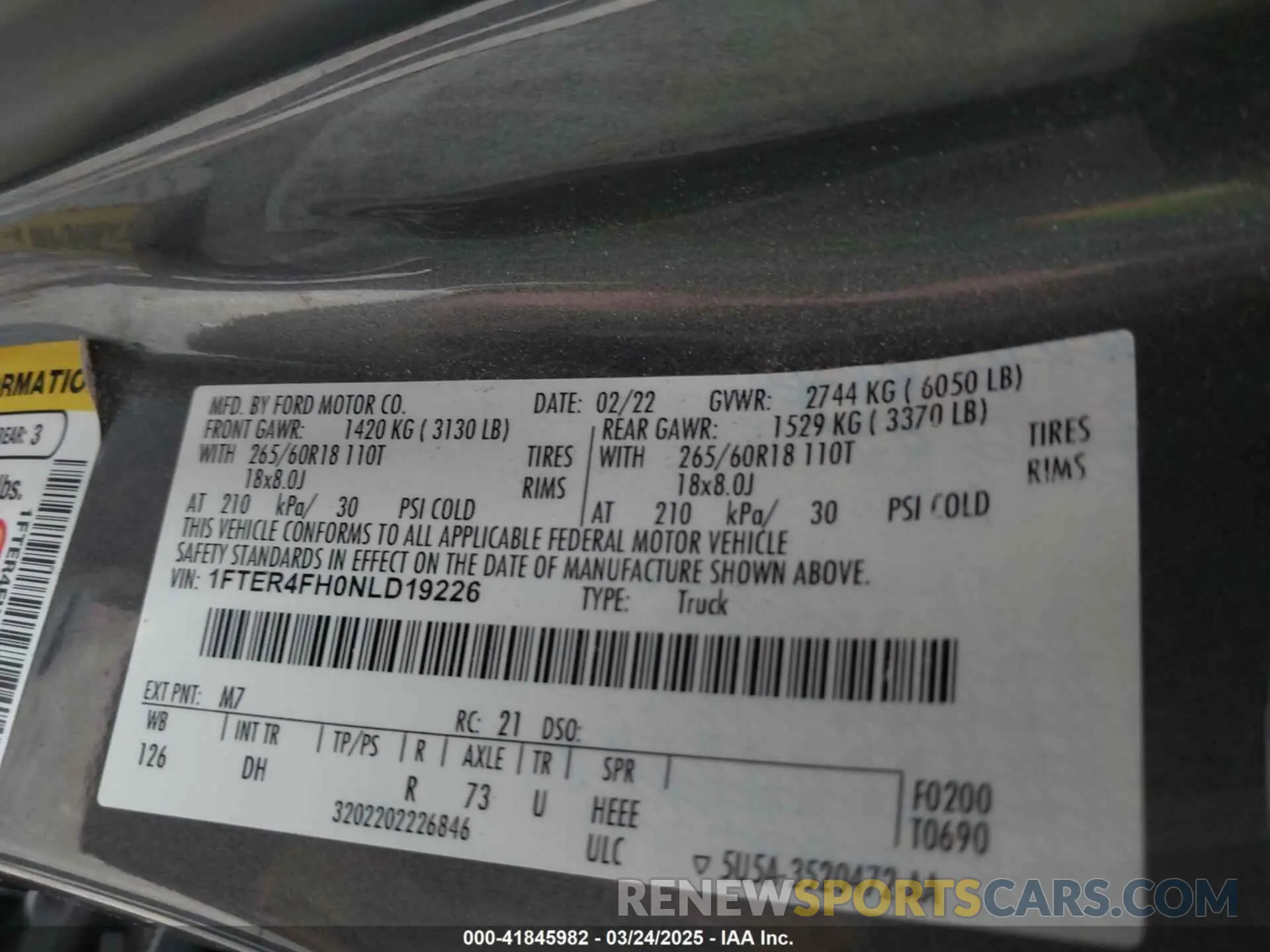 9 fotografías del automóvil dañado 1FTER4FH0NLD19226 FORD RANGER 2022