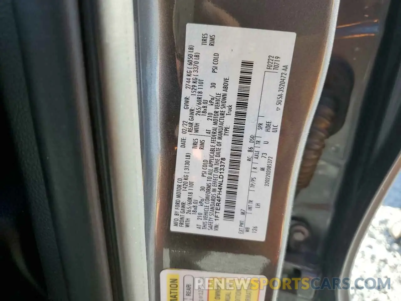13 fotografías del automóvil dañado 1FTER4FH4NLD13378 FORD RANGER 2022