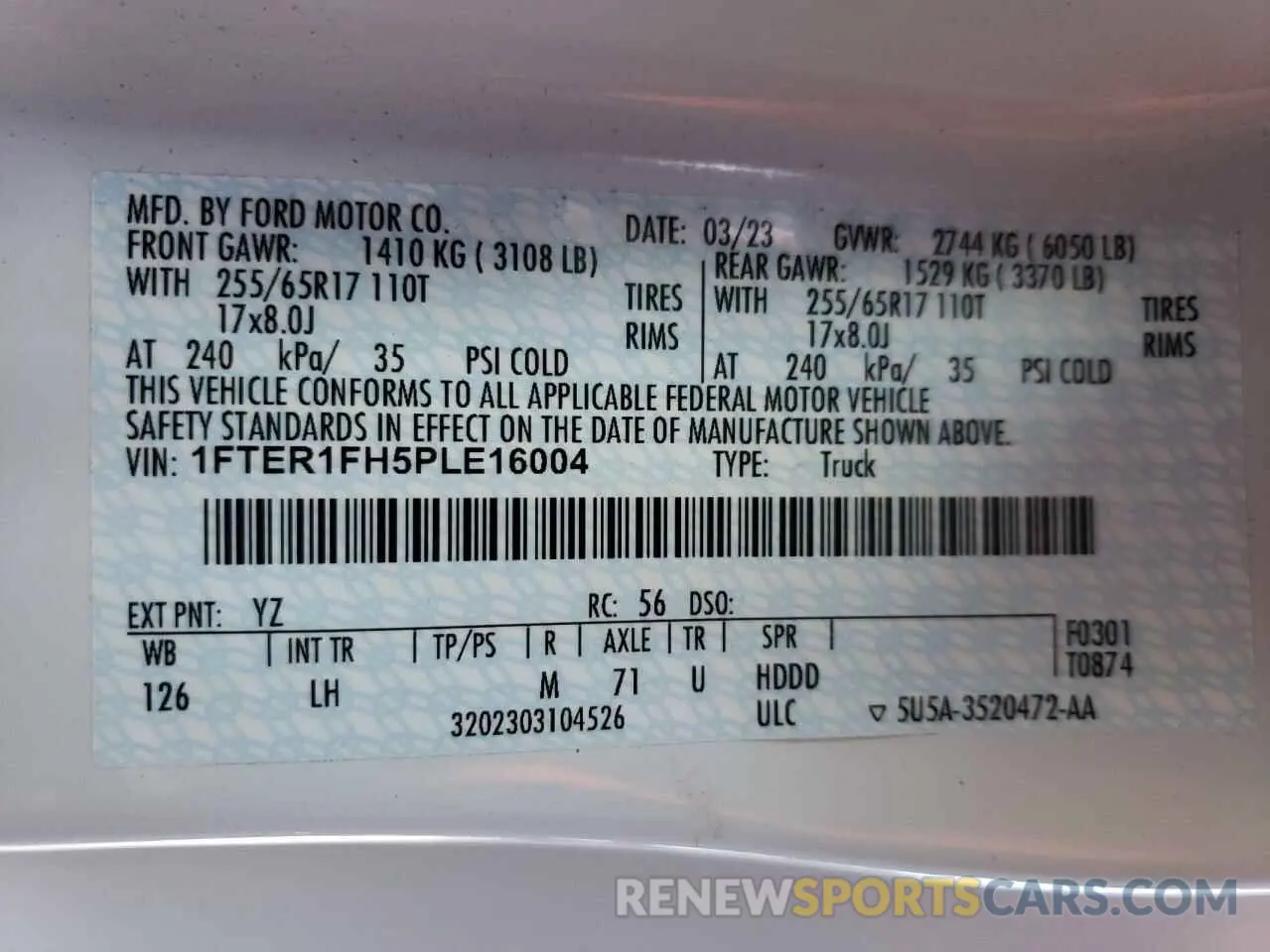 12 fotografías del automóvil dañado 1FTER1FH5PLE16004 FORD RANGER 2023