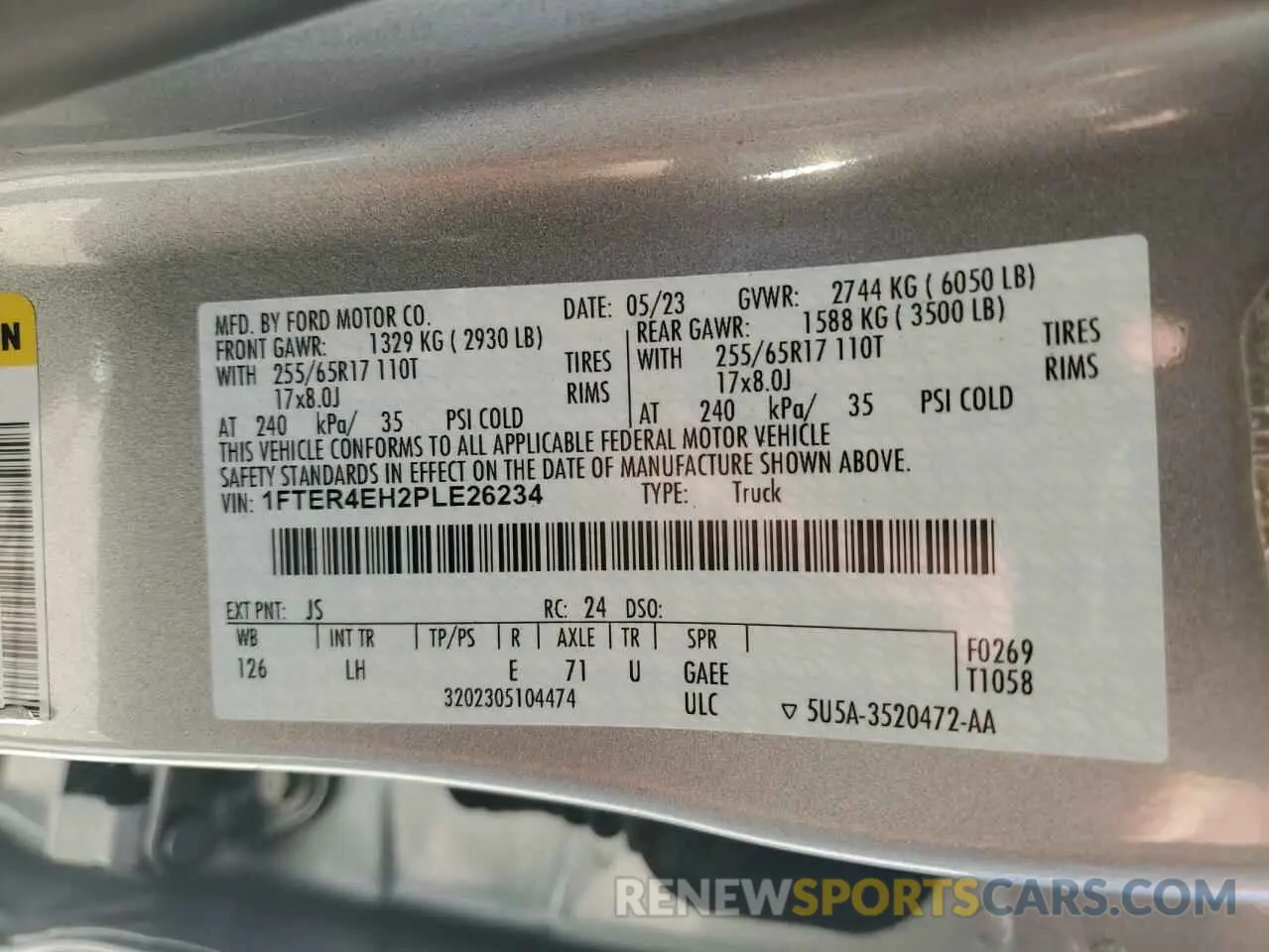 12 fotografías del automóvil dañado 1FTER4EH2PLE26234 FORD RANGER 2023
