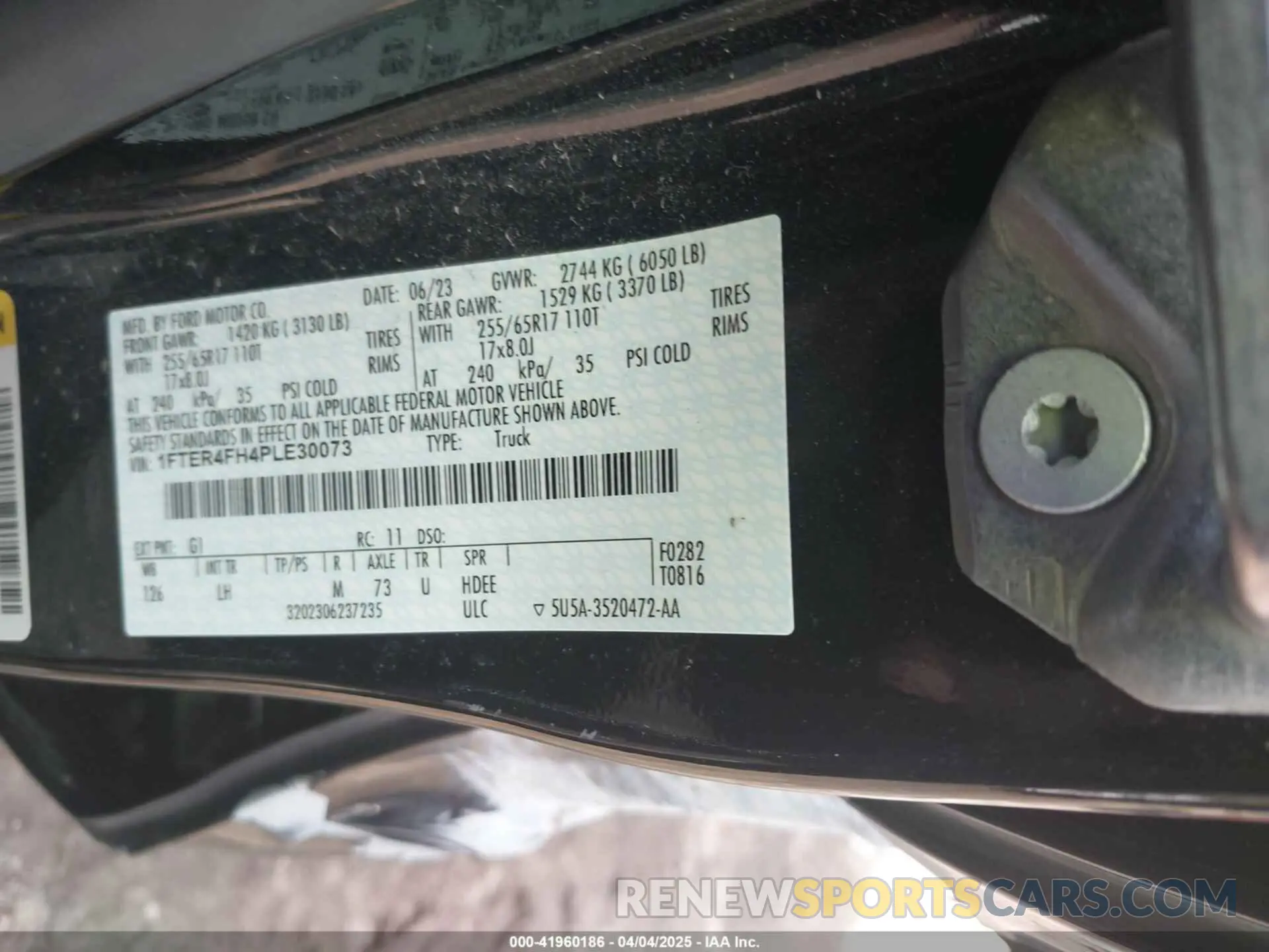 9 fotografías del automóvil dañado 1FTER4FH4PLE30073 FORD RANGER 2023
