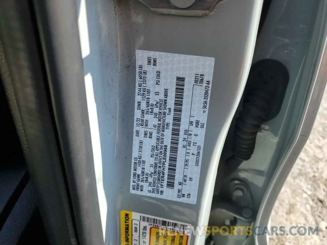 12 fotografías del automóvil dañado 1FTER4FH7PLE00968 FORD RANGER 2023