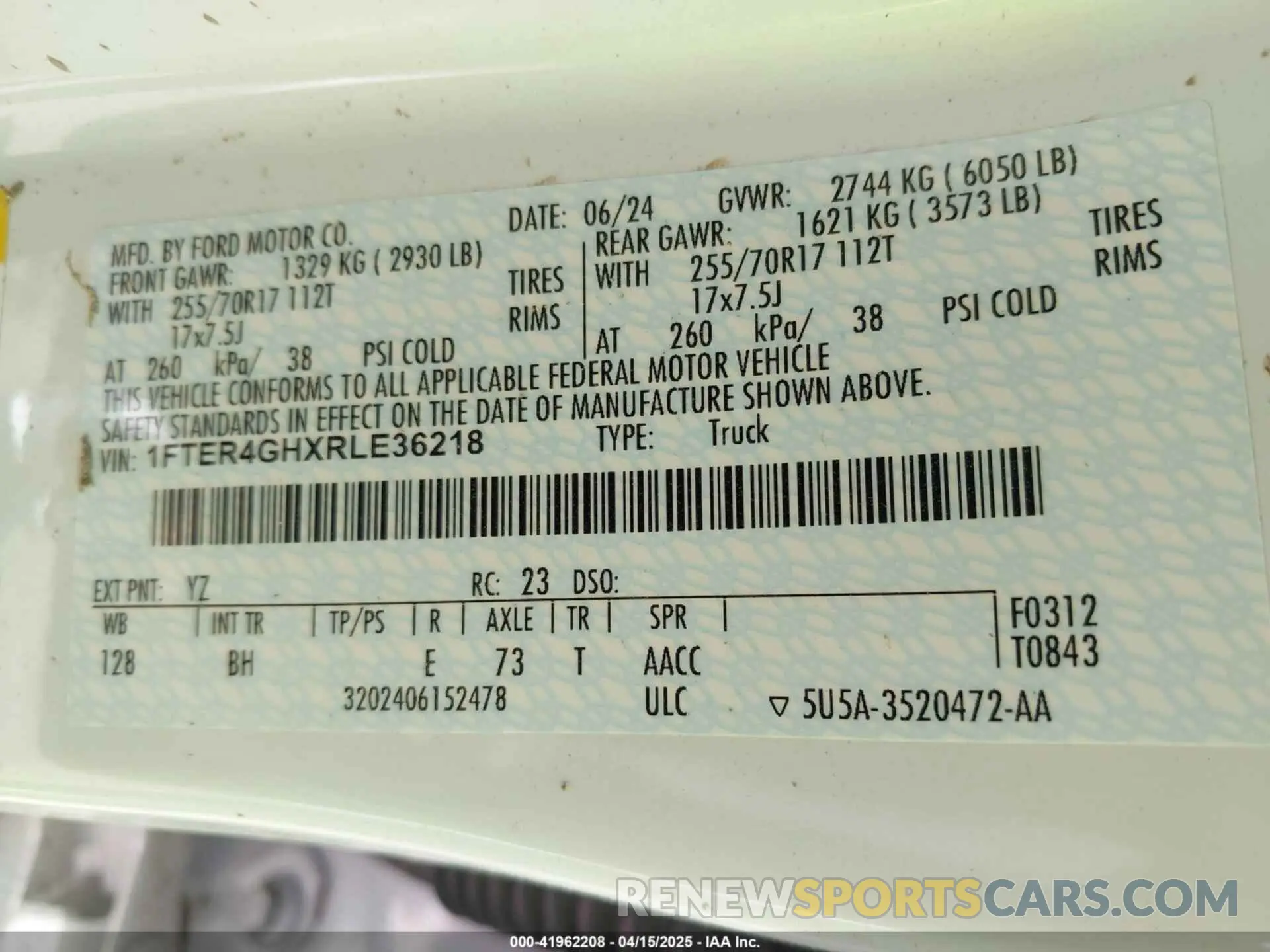 9 fotografías del automóvil dañado 1FTER4GHXRLE36218 FORD RANGER 2024