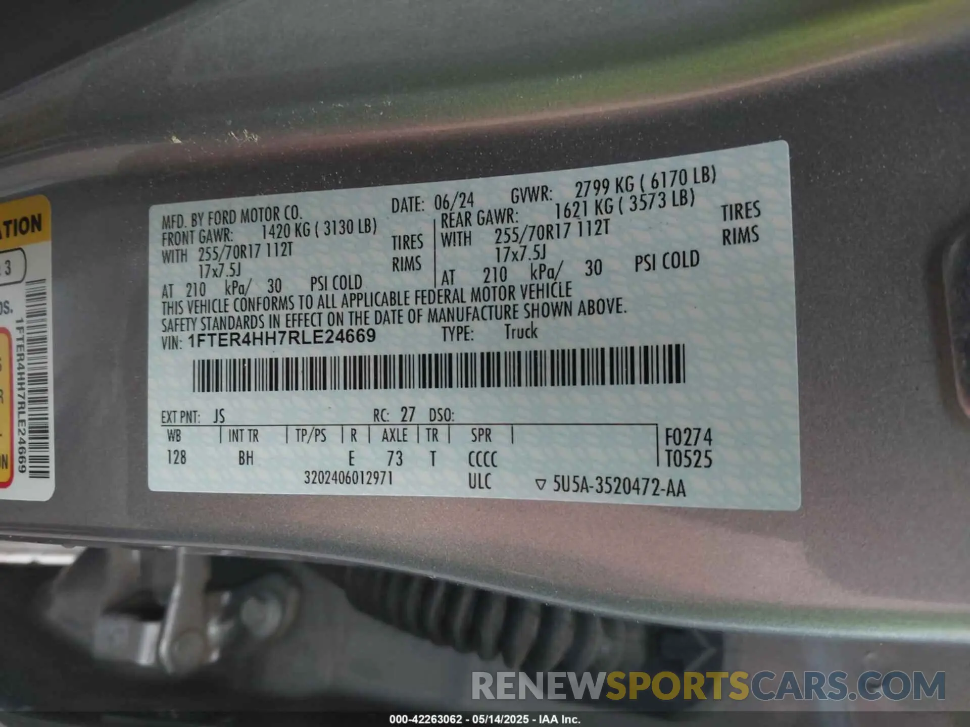 9 fotografías del automóvil dañado 1FTER4HH7RLE24669 FORD RANGER 2024