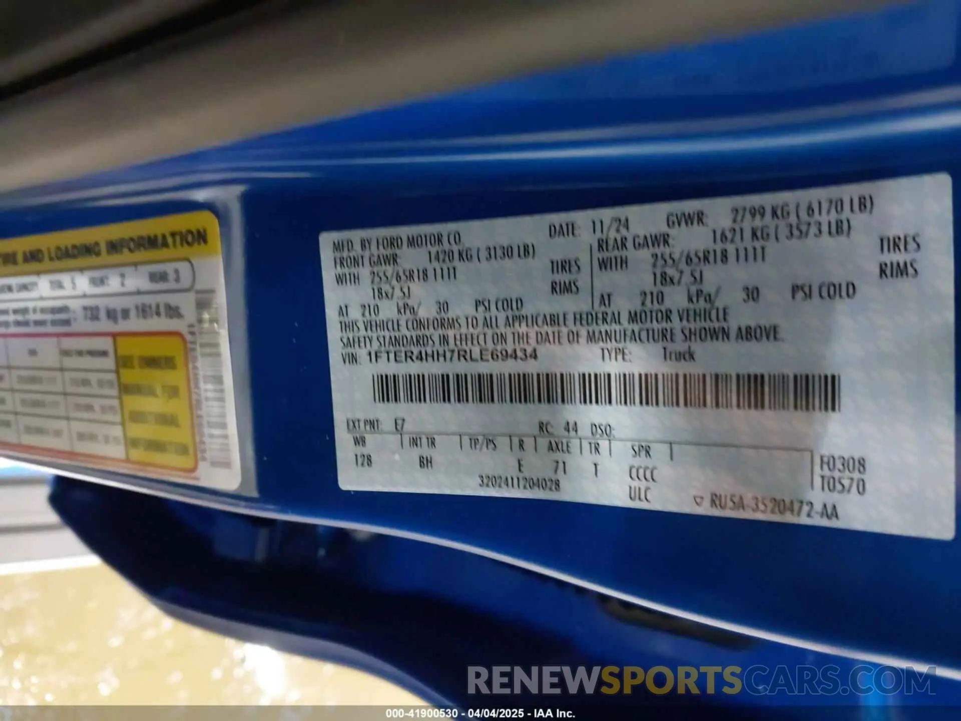 9 fotografías del automóvil dañado 1FTER4HH7RLE69434 FORD RANGER 2024