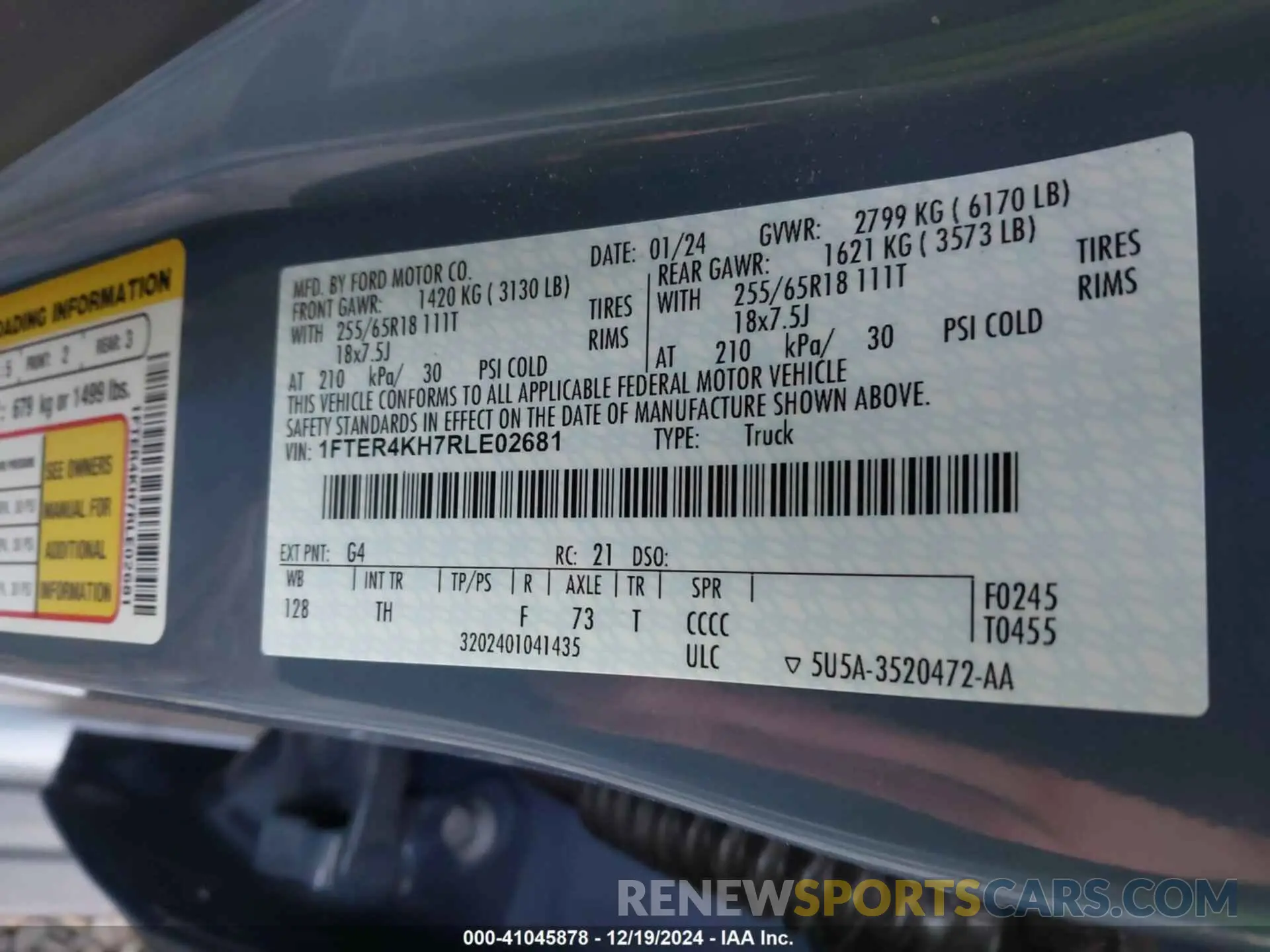 9 fotografías del automóvil dañado 1FTER4KH7RLE02681 FORD RANGER 2024
