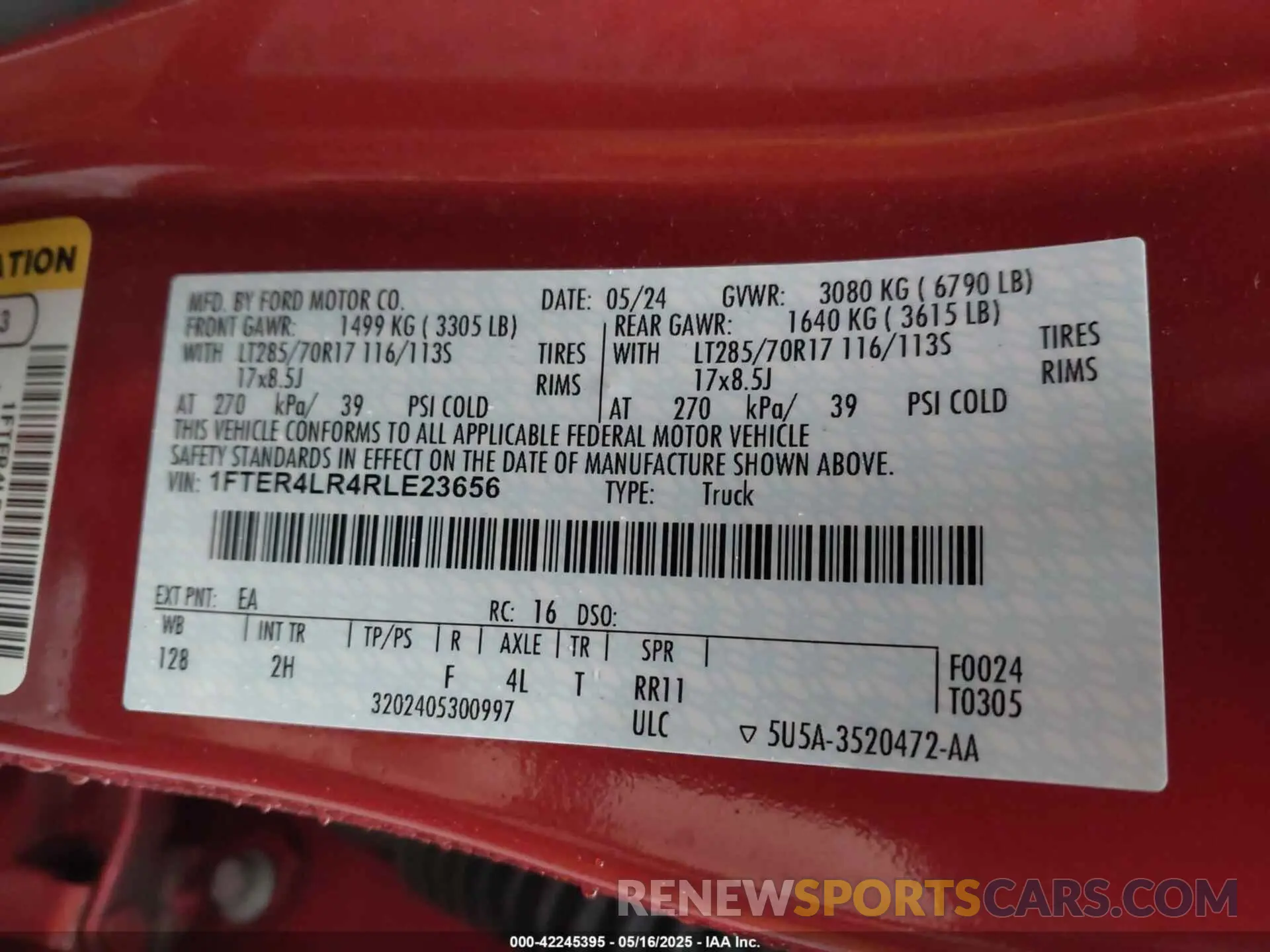 9 fotografías del automóvil dañado 1FTER4LR4RLE23656 FORD RANGER 2024