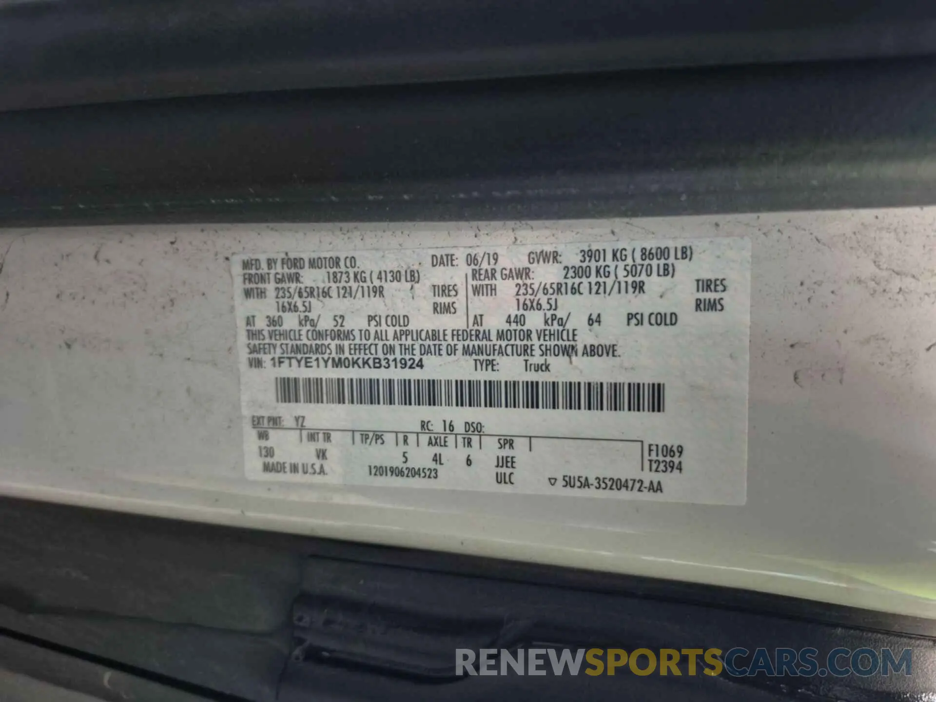 21 fotografías del automóvil dañado 1FTYE1YM0KKB31924 FORD TRANSIT-150 2019