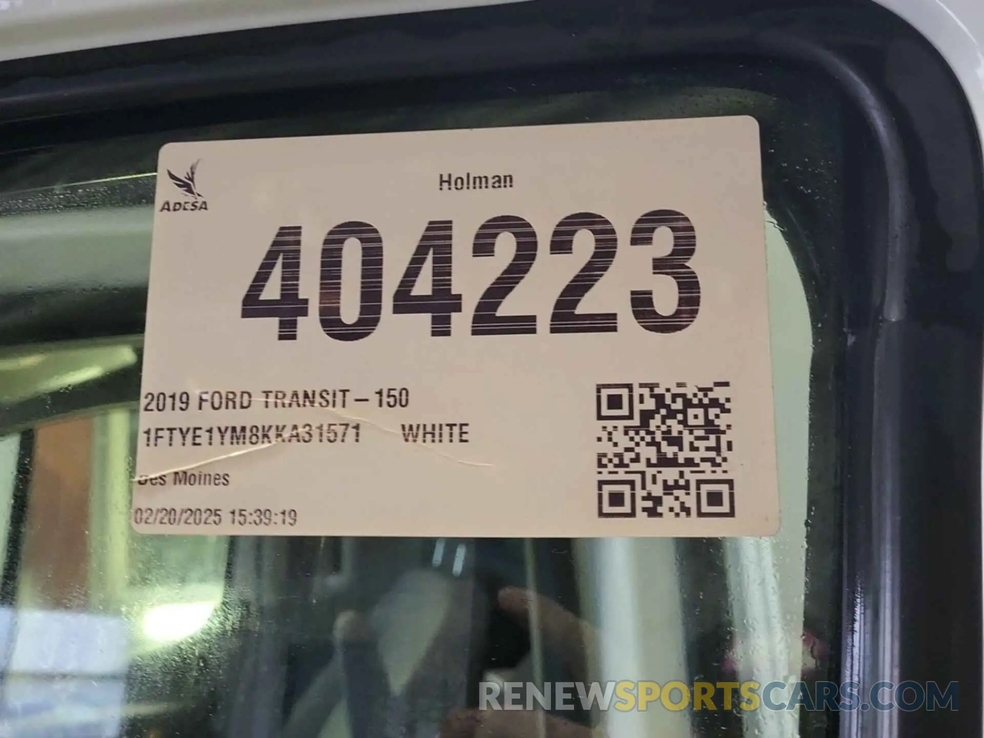 1 fotografías del automóvil dañado 1FTYE1YM8KKA31571 FORD TRANSIT-150 2019