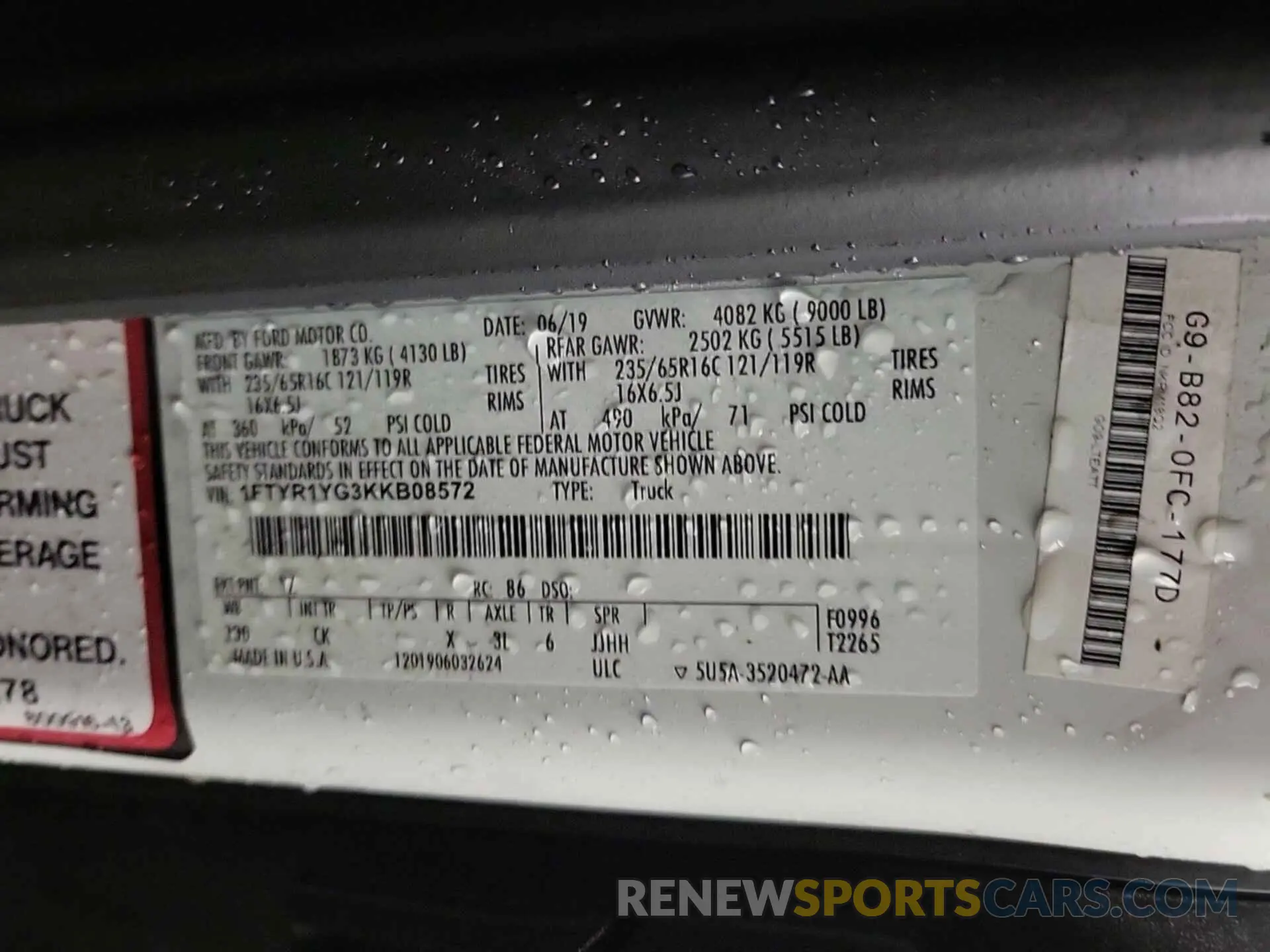 37 fotografías del automóvil dañado 1FTYR1YG3KKB08572 FORD TRANSIT 2019