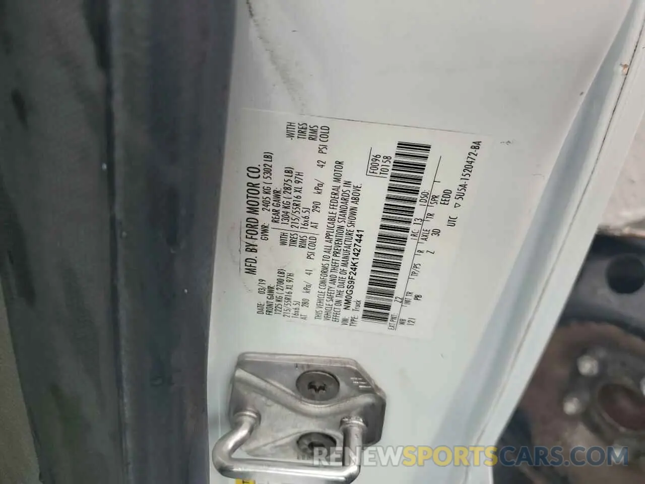 13 fotografías del automóvil dañado NM0GS9F24K1427441 FORD TRANSIT 2019