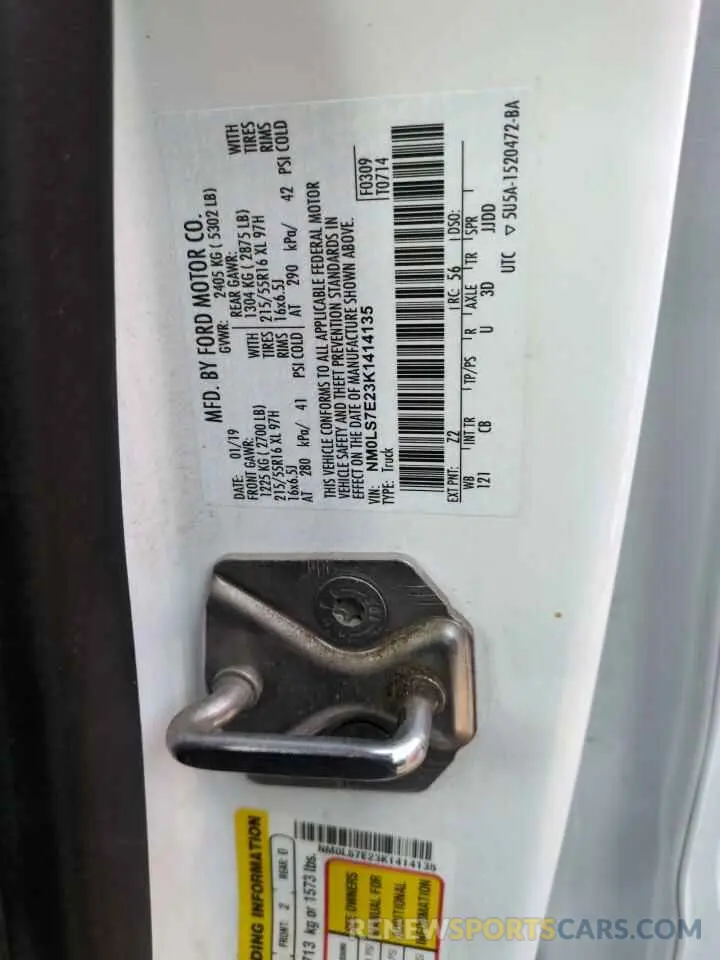 13 fotografías del automóvil dañado NM0LS7E23K1414135 FORD TRANSIT 2019