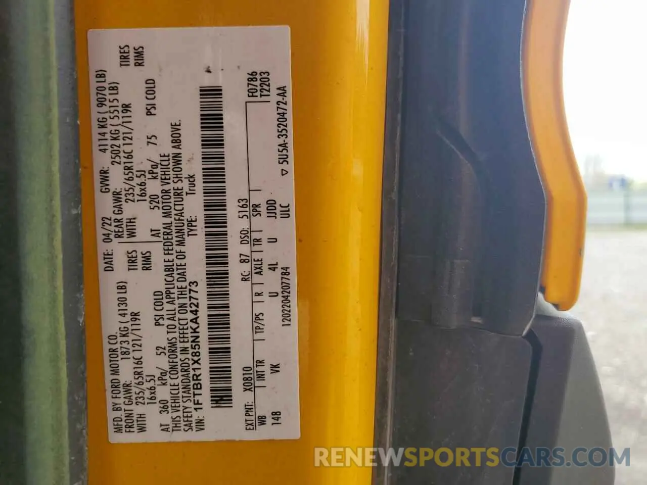 14 fotografías del automóvil dañado 1FTBR1X85NKA42773 FORD TRANSIT 2022