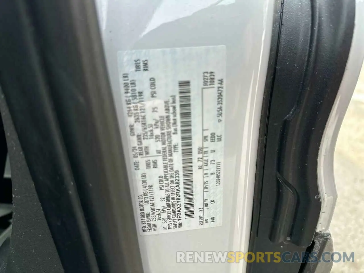 10 fotografías del automóvil dañado 1FBAX2Y82RKA82339 FORD TRANSIT 2024