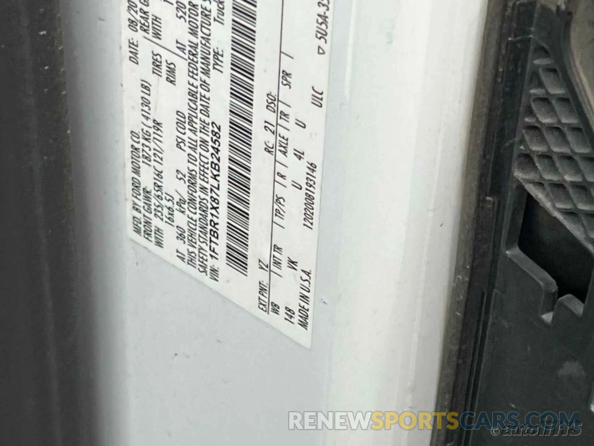 10 fotografías del automóvil dañado 1FTBR1X87LKB24582 FORD TRANSIT-250 2020