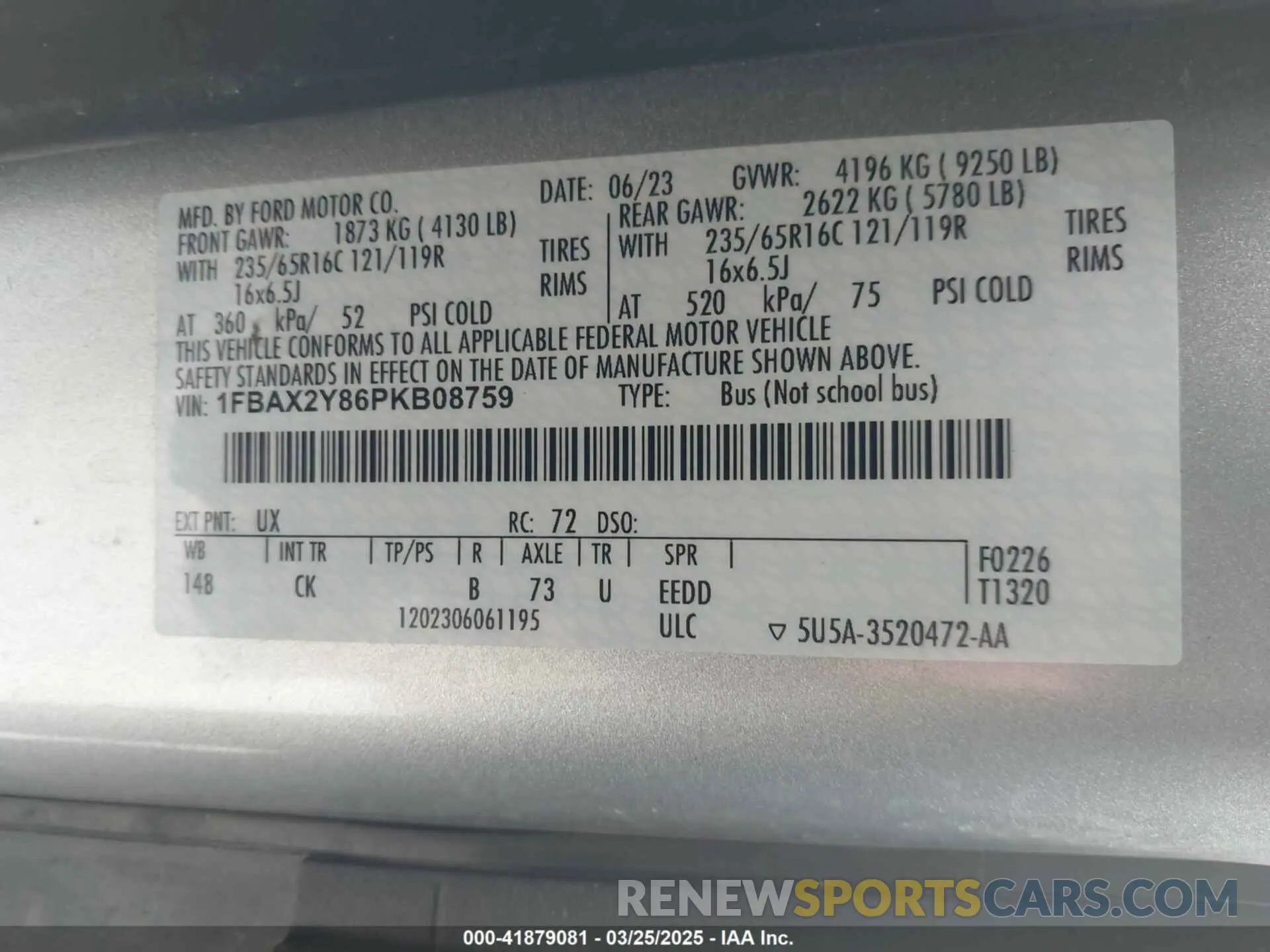 9 fotografías del automóvil dañado 1FBAX2Y86PKB08759 FORD TRANSIT-350 PASSENGER VAN 2023