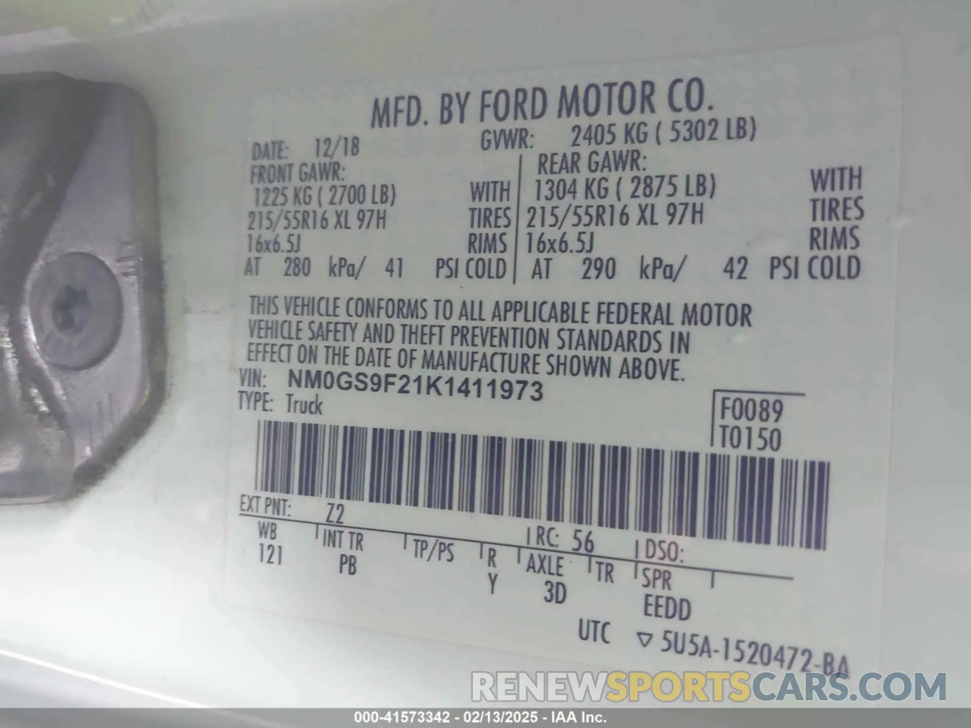 9 fotografías del automóvil dañado NM0GS9F21K1411973 FORD TRANSIT CONNECT 2019