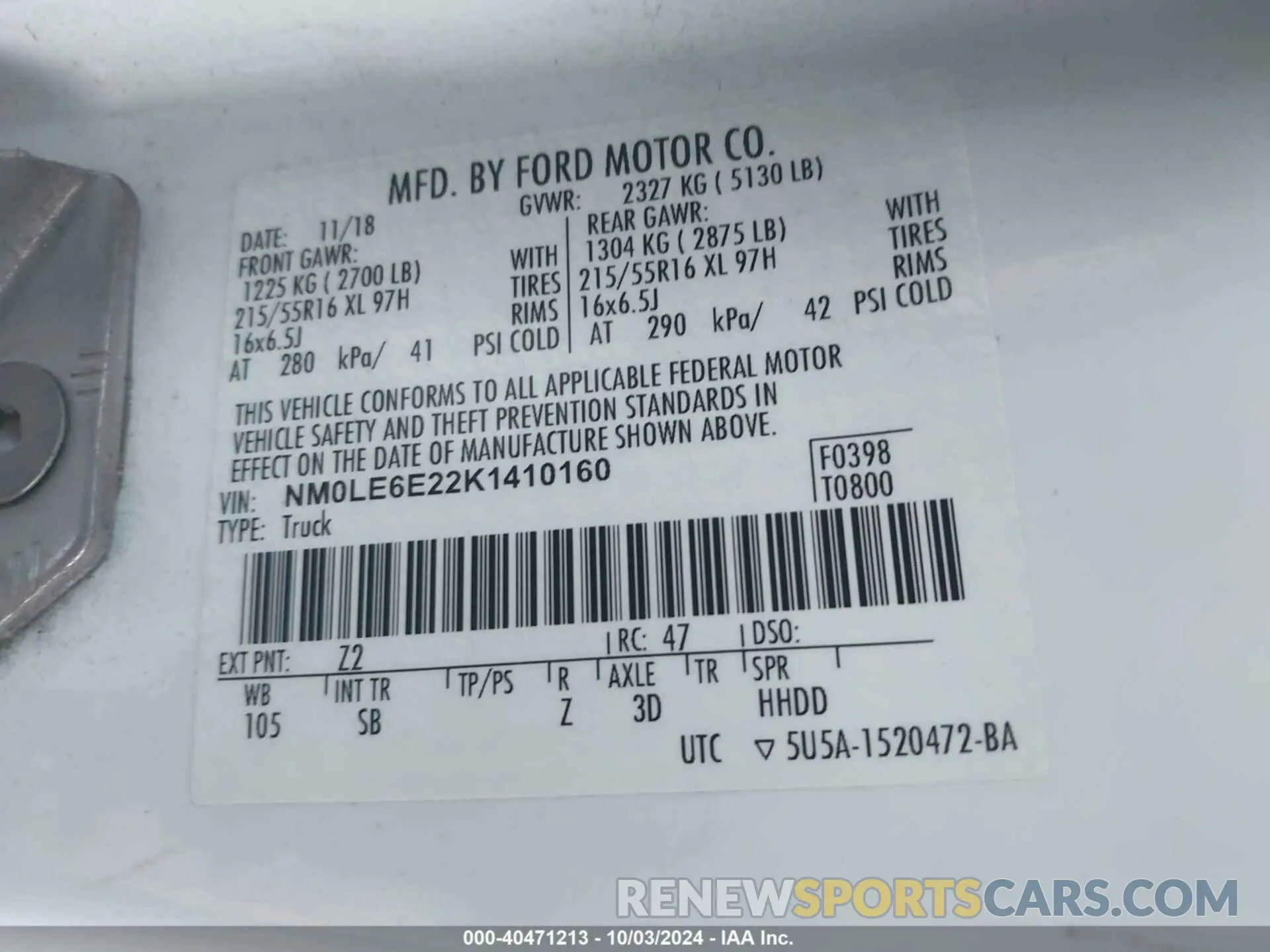 9 fotografías del automóvil dañado NM0LE6E22K1410160 FORD TRANSIT CONNECT 2019