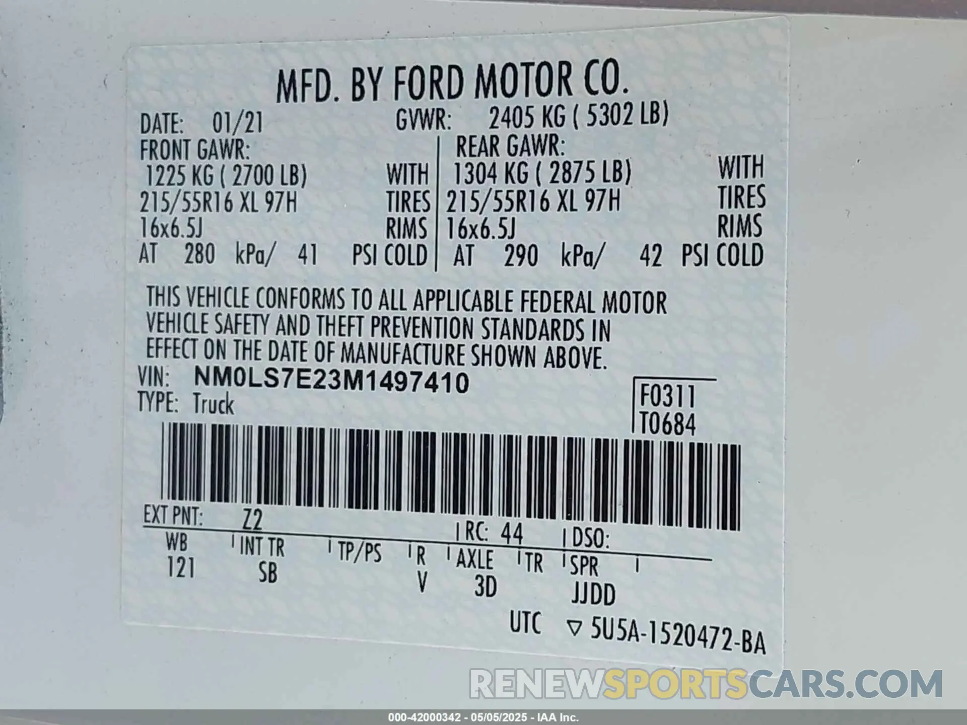 4 fotografías del automóvil dañado NM0LS7E26K1391949 FORD TRANSIT CONNECT 2019