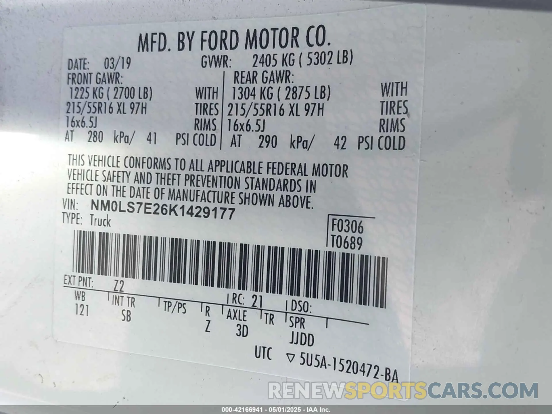 9 fotografías del automóvil dañado NM0LS7E26K1429177 FORD TRANSIT CONNECT 2019