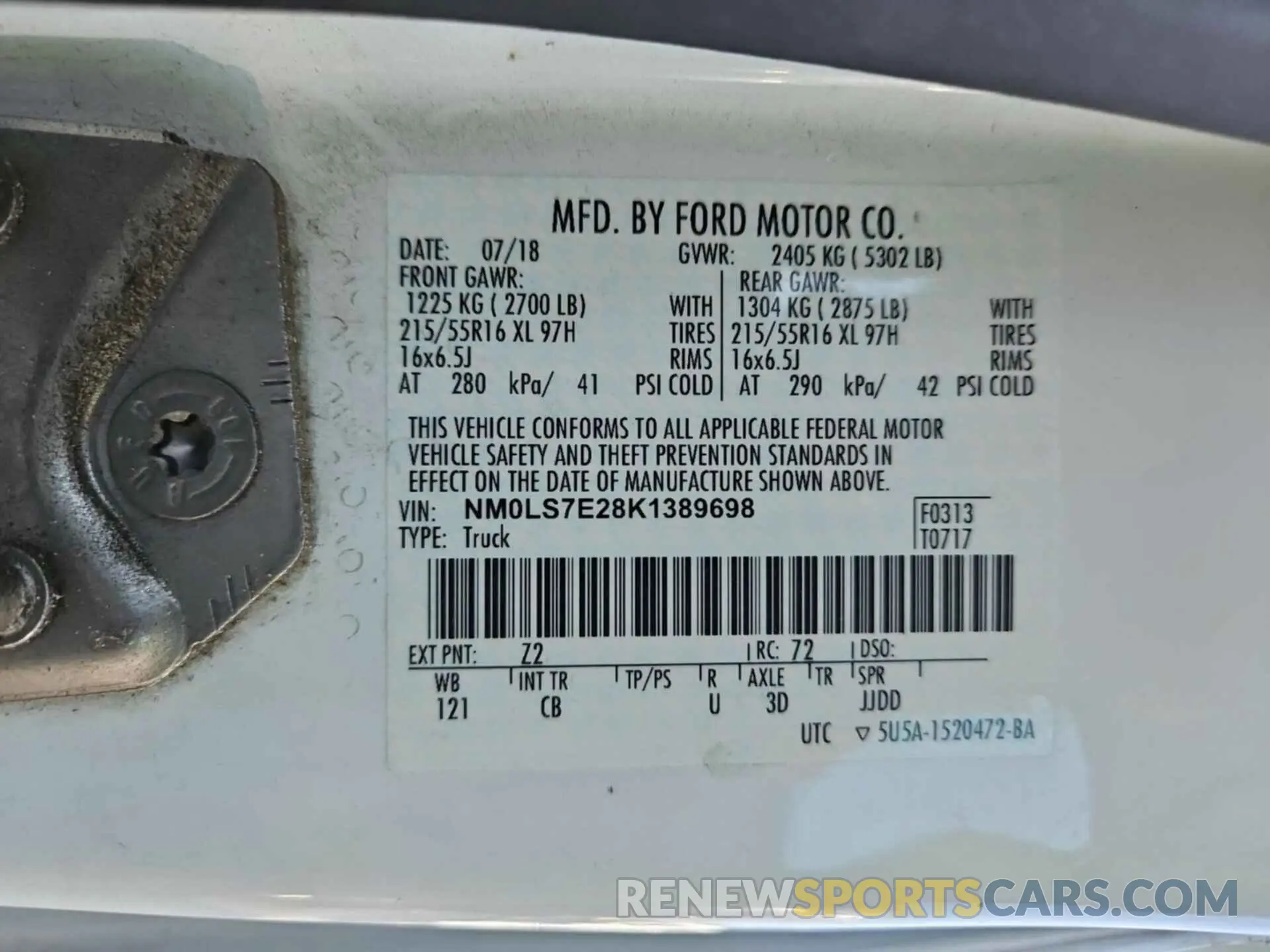 7 fotografías del automóvil dañado NM0LS7E28K1389698 FORD TRANSIT CONNECT 2019