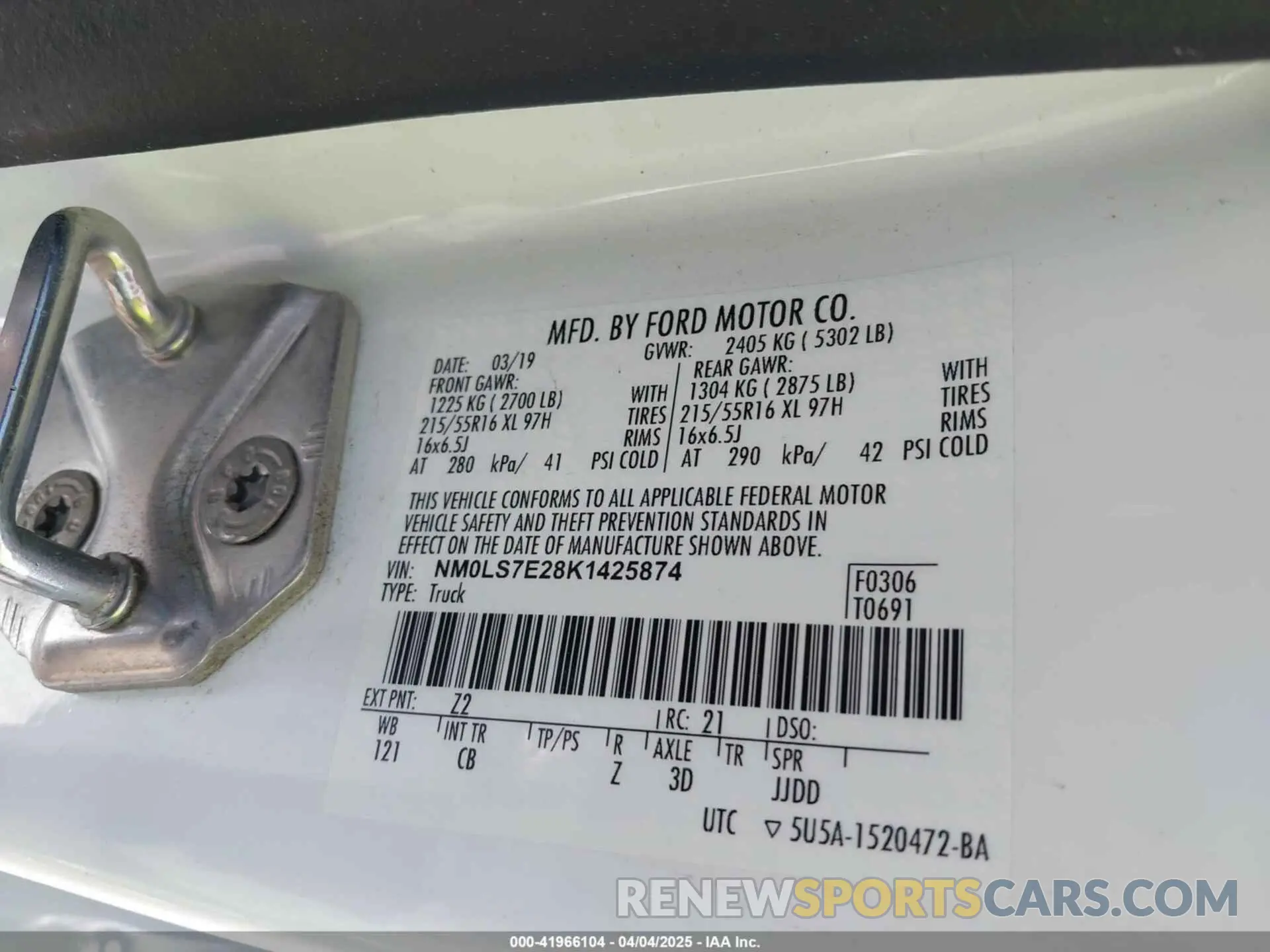 9 fotografías del automóvil dañado NM0LS7E28K1425874 FORD TRANSIT CONNECT 2019