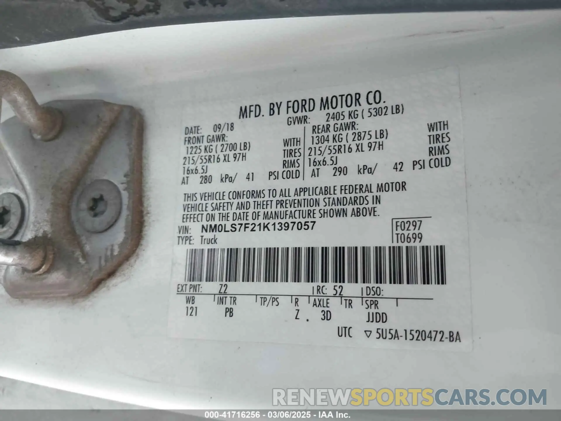 9 fotografías del automóvil dañado NM0LS7F21K1397057 FORD TRANSIT CONNECT 2019