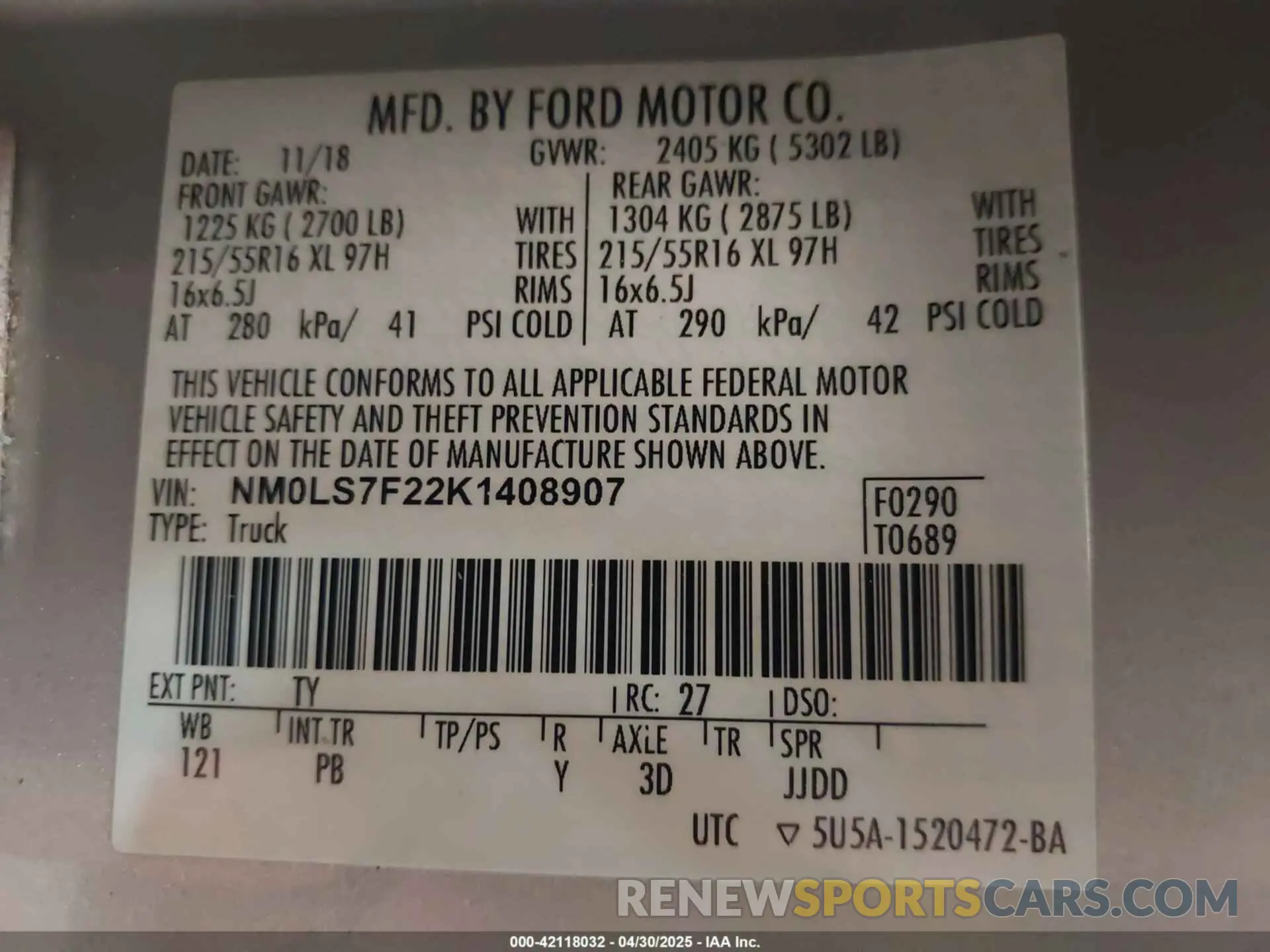 9 fotografías del automóvil dañado NM0LS7F22K1408907 FORD TRANSIT CONNECT 2019