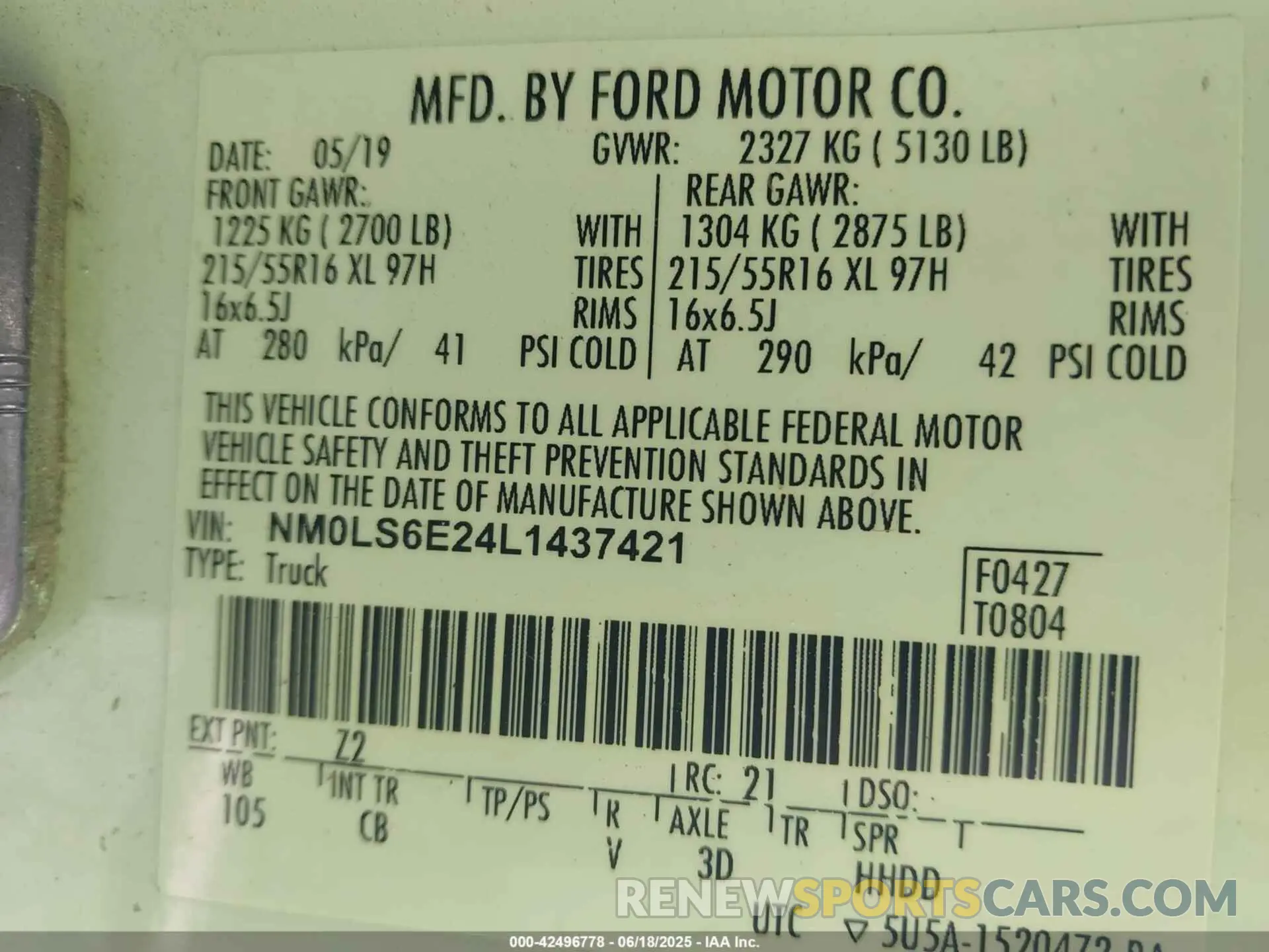9 fotografías del automóvil dañado NM0LS6E24L1437421 FORD TRANSIT CONNECT 2020