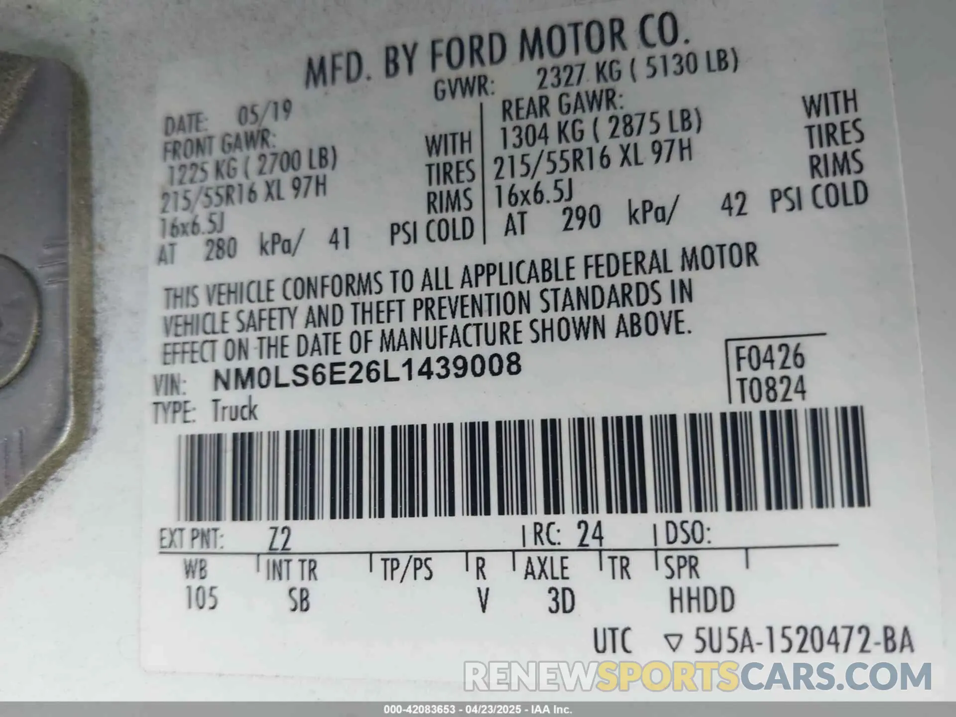 9 fotografías del automóvil dañado NM0LS6E26L1439008 FORD TRANSIT CONNECT 2020