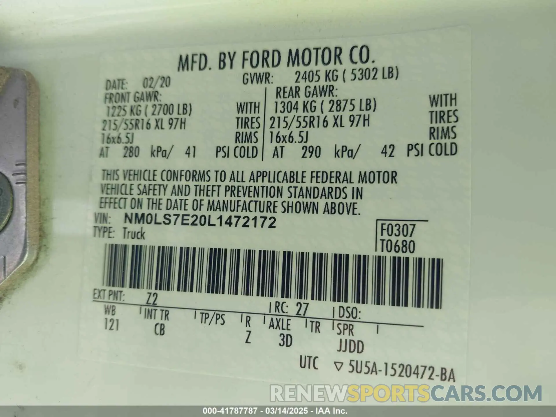 9 fotografías del automóvil dañado NM0LS7E20L1472172 FORD TRANSIT CONNECT 2020