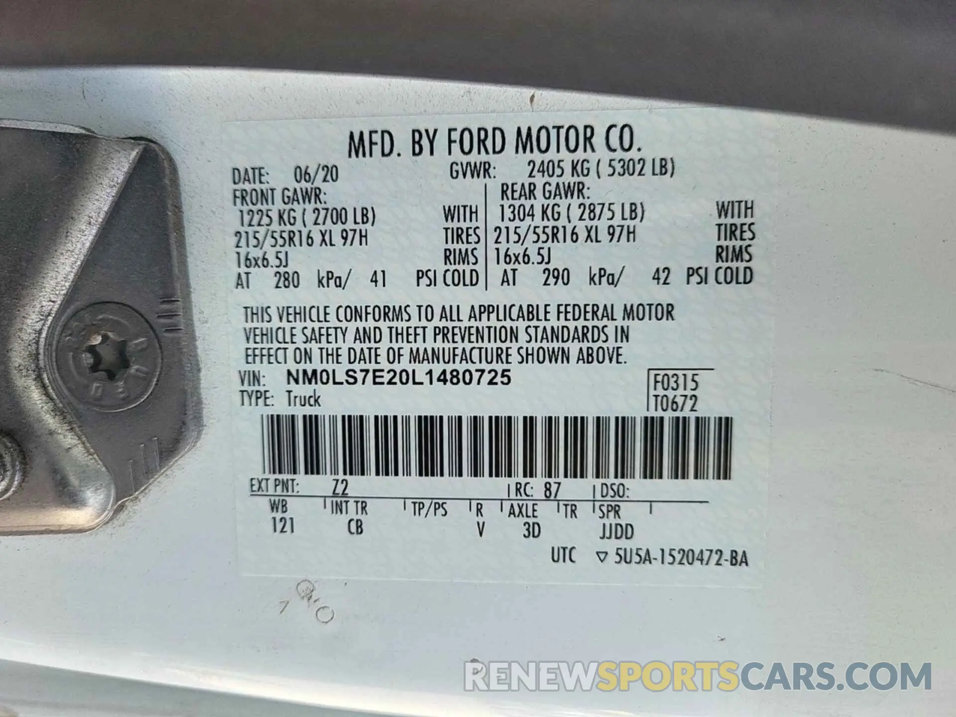 8 fotografías del automóvil dañado NM0LS7E20L1480725 FORD TRANSIT CONNECT 2020