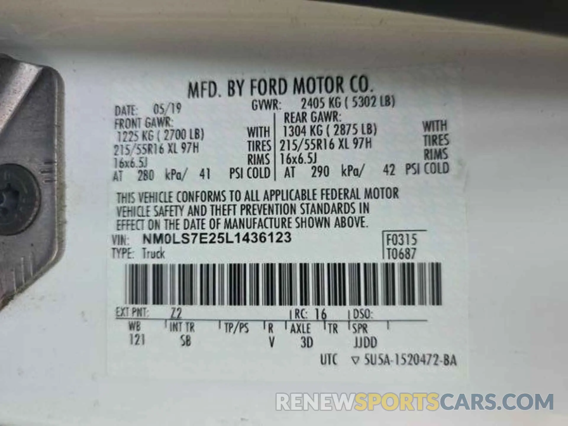 3 fotografías del automóvil dañado NM0LS7E25L1436123 FORD TRANSIT CONNECT 2020