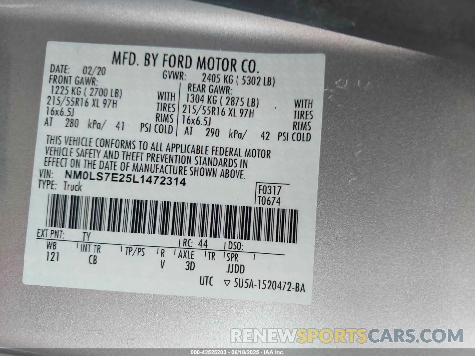 9 fotografías del automóvil dañado NM0LS7E25L1472314 FORD TRANSIT CONNECT 2020