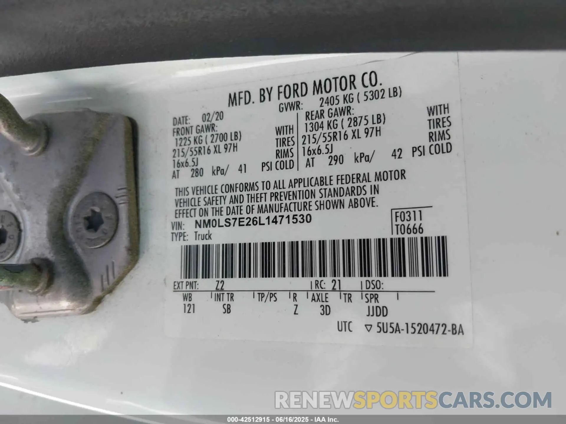 9 fotografías del automóvil dañado NM0LS7E26L1471530 FORD TRANSIT CONNECT 2020