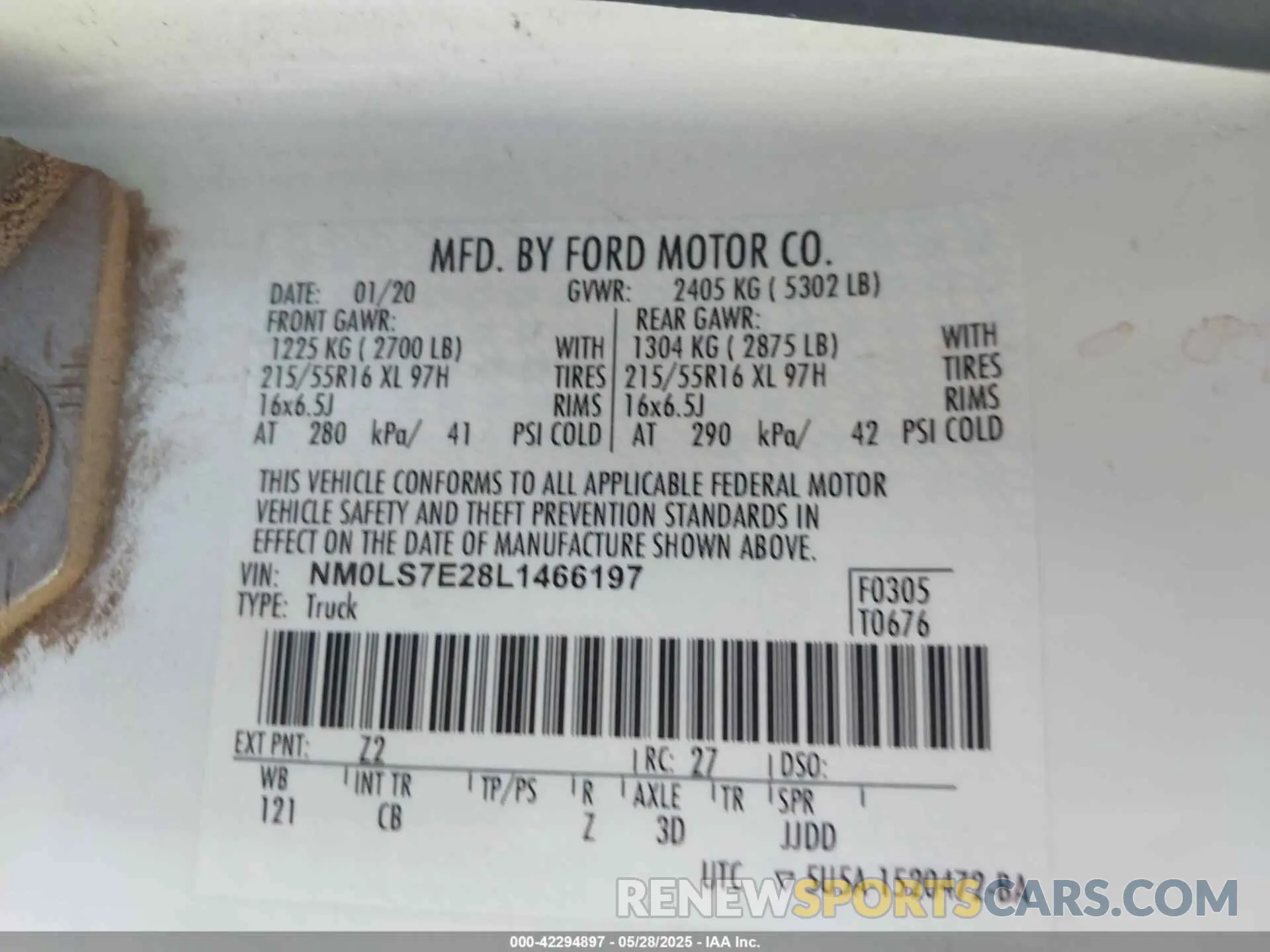 9 fotografías del automóvil dañado NM0LS7E28L1466197 FORD TRANSIT CONNECT 2020