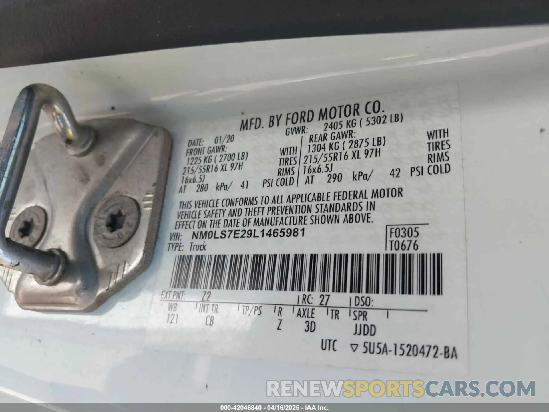 9 fotografías del automóvil dañado NM0LS7E29L1465981 FORD TRANSIT CONNECT 2020