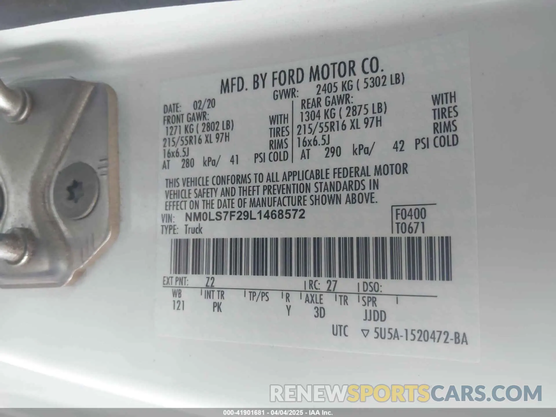 9 fotografías del automóvil dañado NM0LS7F29L1468572 FORD TRANSIT CONNECT 2020