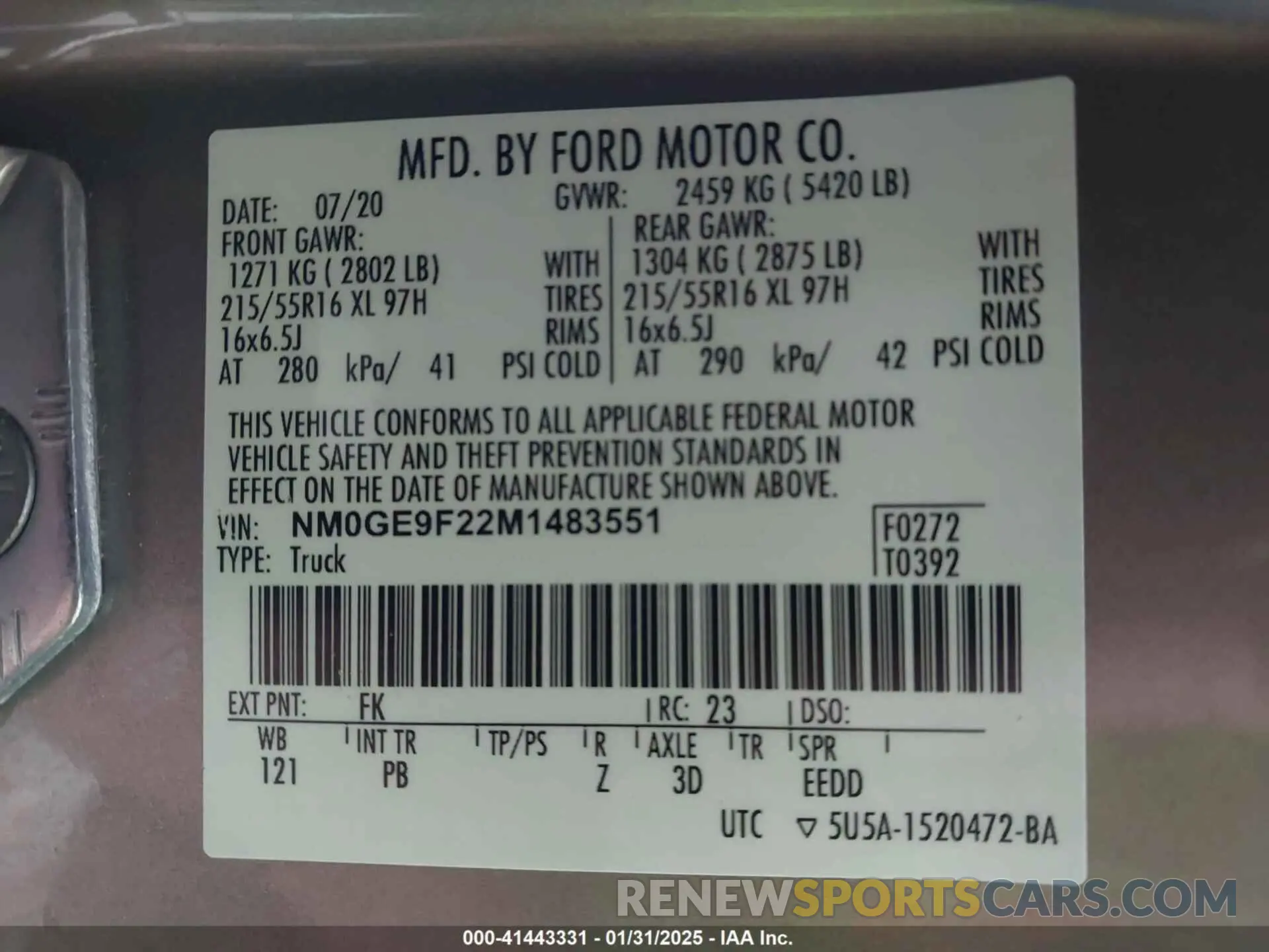 9 fotografías del automóvil dañado NM0GE9F22M1483551 FORD TRANSIT CONNECT 2021